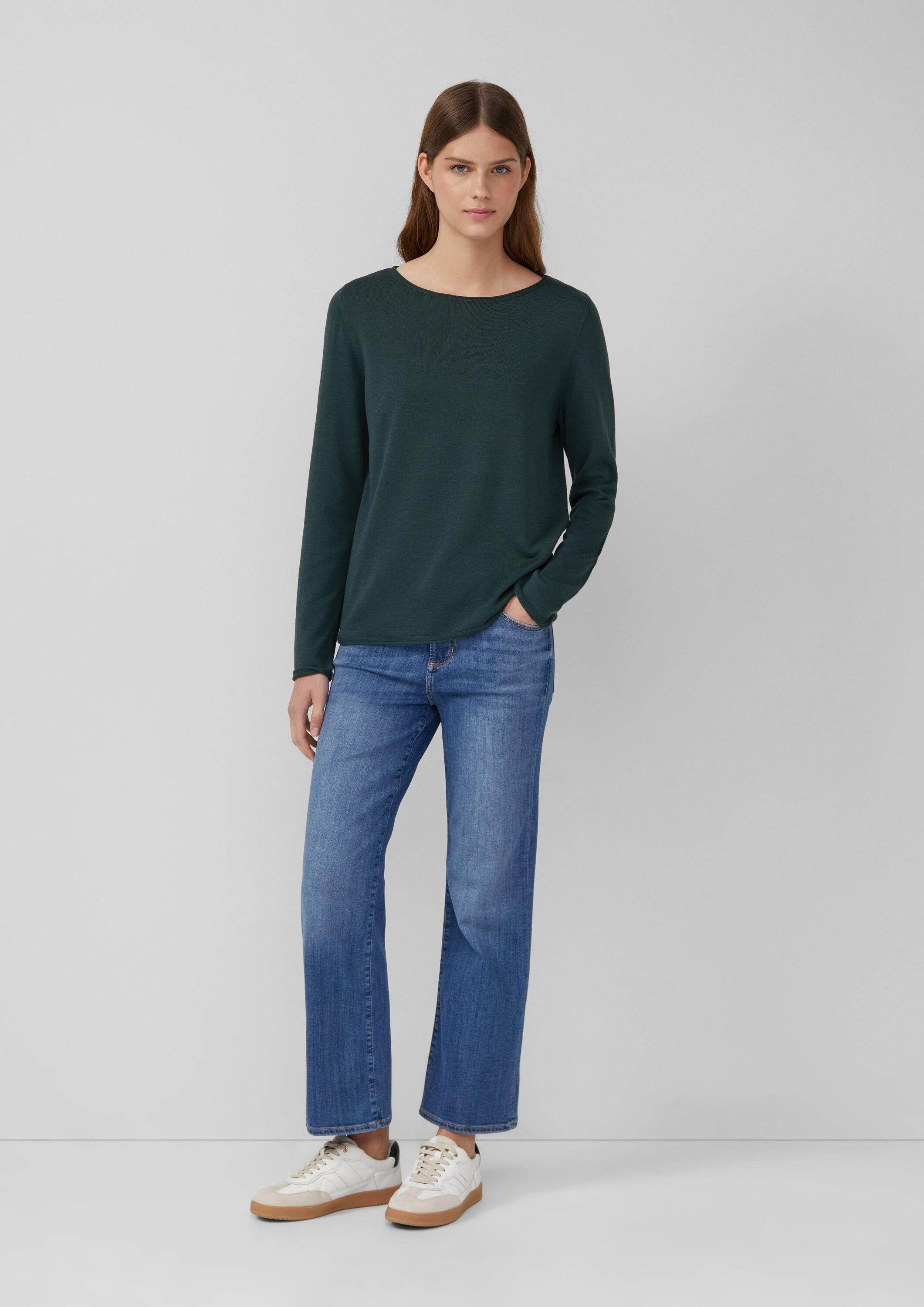s.Oliver Longpullover Strickpullover Weicher Feinstrickpullover mit Rollkanten