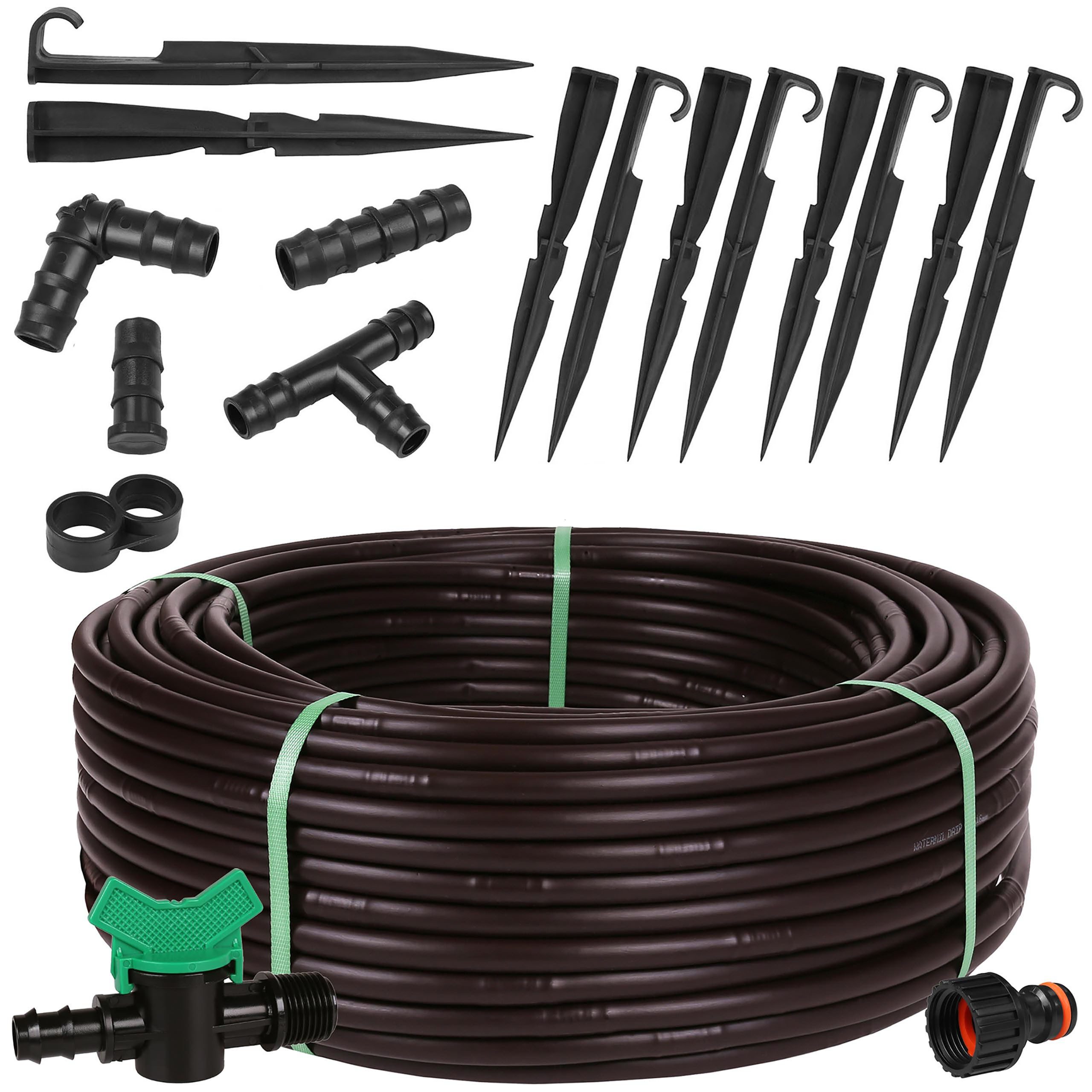 Sarcia.eu Gartenschlauch Braune Tropfbewässerung mit Druckkompensierung 16mm/2,2LPH+Zubehör