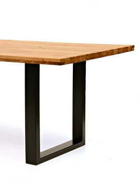 expendio Essgruppe Quinn, (komplette Tischgruppe, Spar-Set, 5-tlg), Holztisch Eiche rustikal schwarz 180x90 + Stuhl Kato Grizzly anthrazit