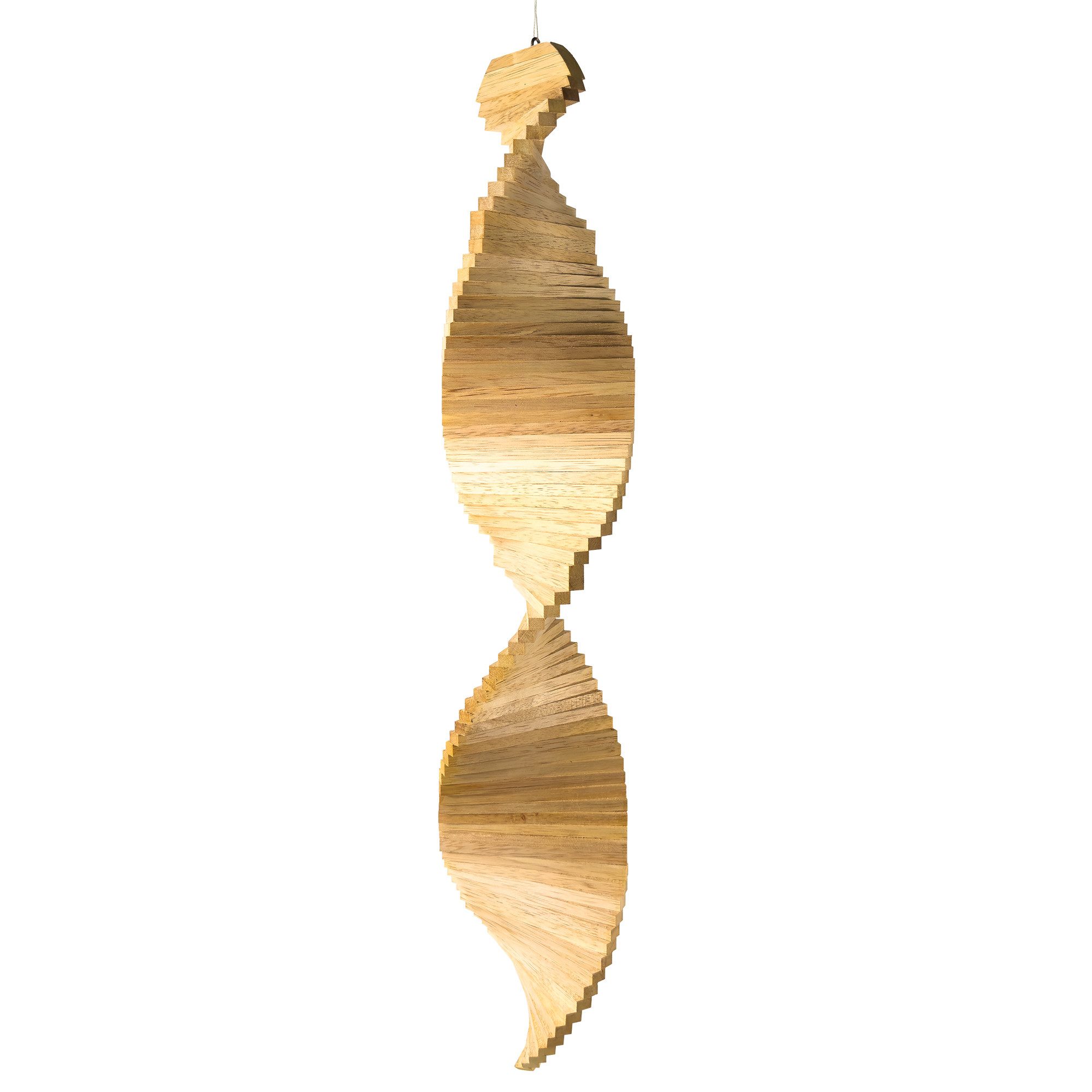 WORU Windspiel Holz-Windspiel Spirale – Naturdeko für Garten, Balkon & Terrasse