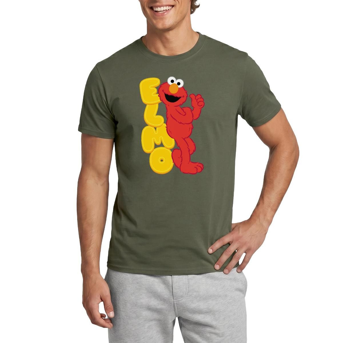 Spreadshirt T-Shirt Sesamstraße Elmo Mit Schriftzug Männer T-Shirt (1-tlg)