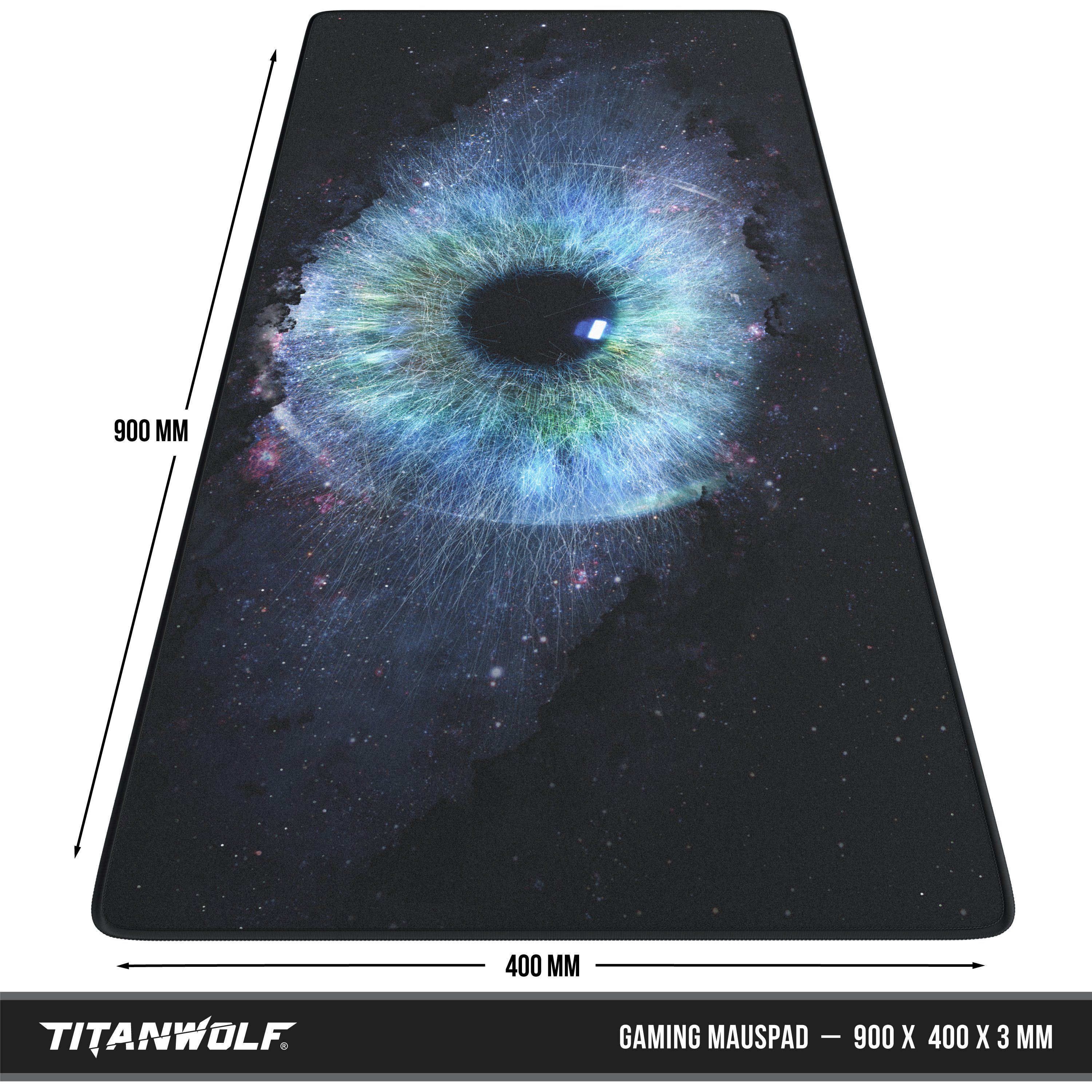Titanwolf Gaming Mauspad XXL Speed Mousepad 900 x 400 x 3 mm, große Tischunterlage (1-St), rutschfest, abwaschbar, Geschwindigkeit & Präzision, Galaxy Eye – Bild 2 von 5