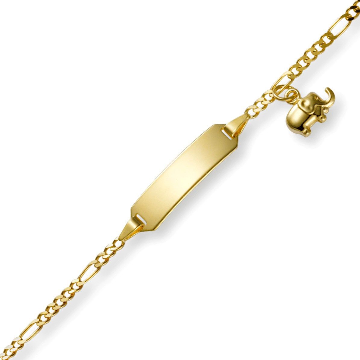 Schmuck Krone Goldarmband Armband mit Elefant, 585 Gelbgold, 12-14cm, Gold 585