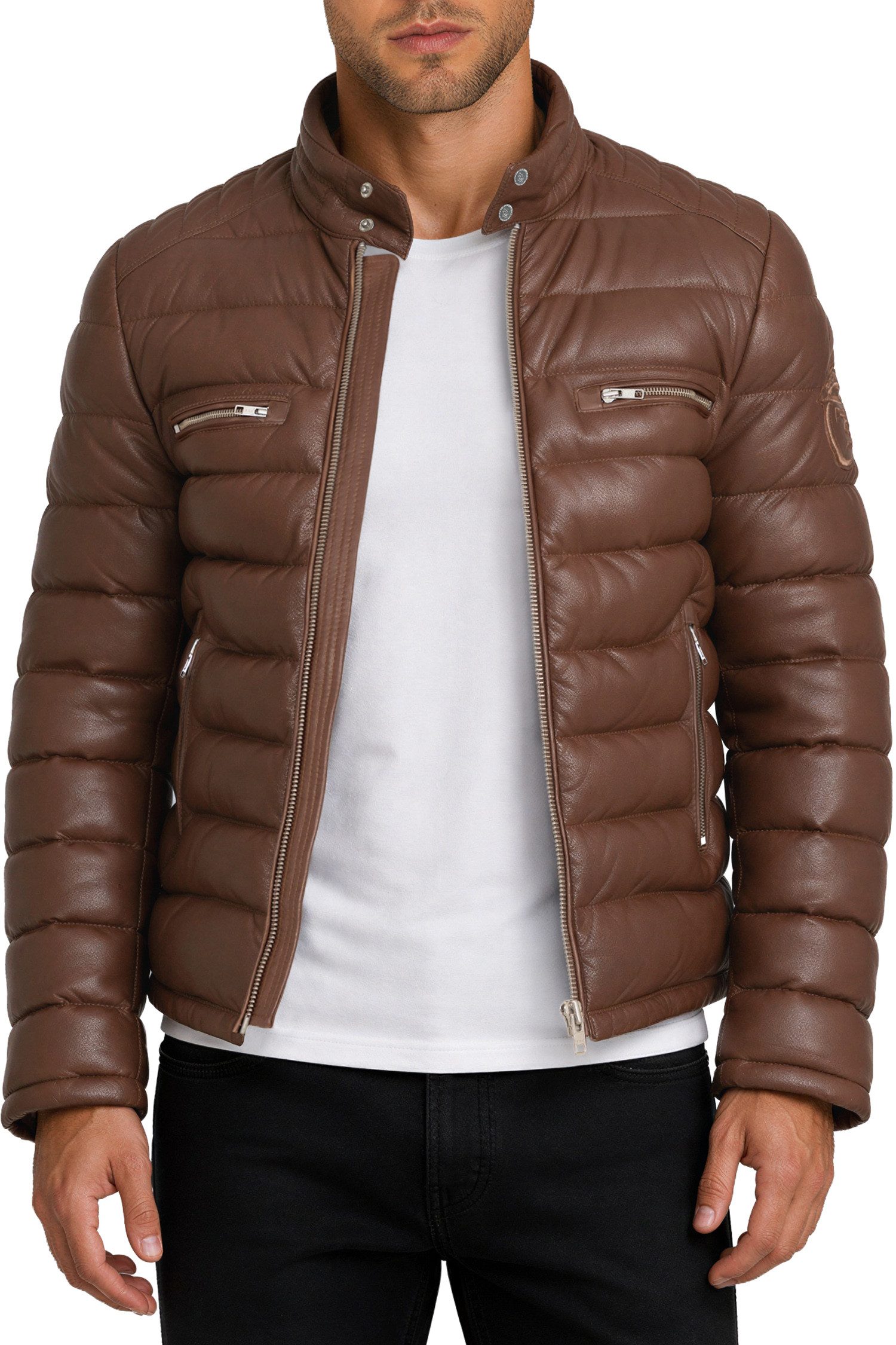 Reichstadt Bomberjacke Herren Regular Fit Jacke Echtleder 19RS016 Zweiwege-Reißverschluss