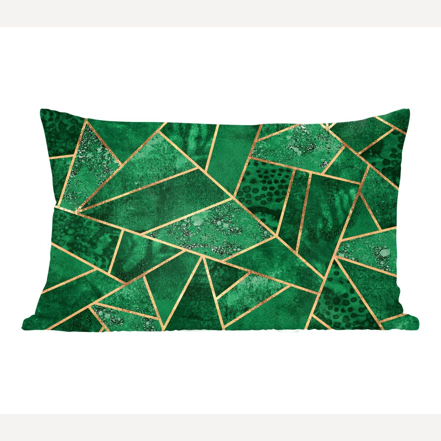 MuchoWow Dekokissen Smaragd - Gold Muster, Füllung, Dekoration, Schlafzimmer Dekokissen - - mit Wohzimmer Abstrakt Zierkissen