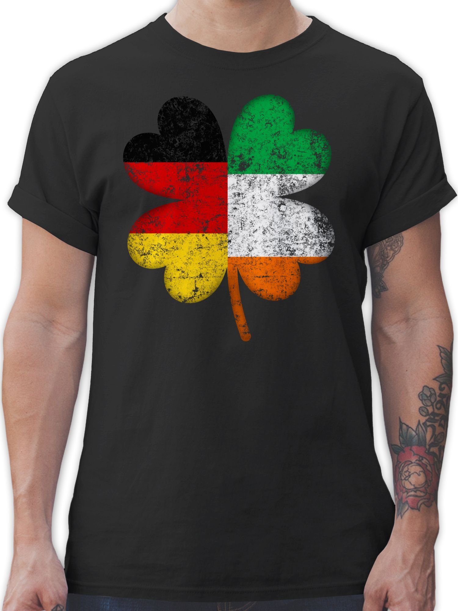 Shirtracer T-Shirt Deutschland Irland Kleeblatt St. Patricks Day 1 Schwarz
