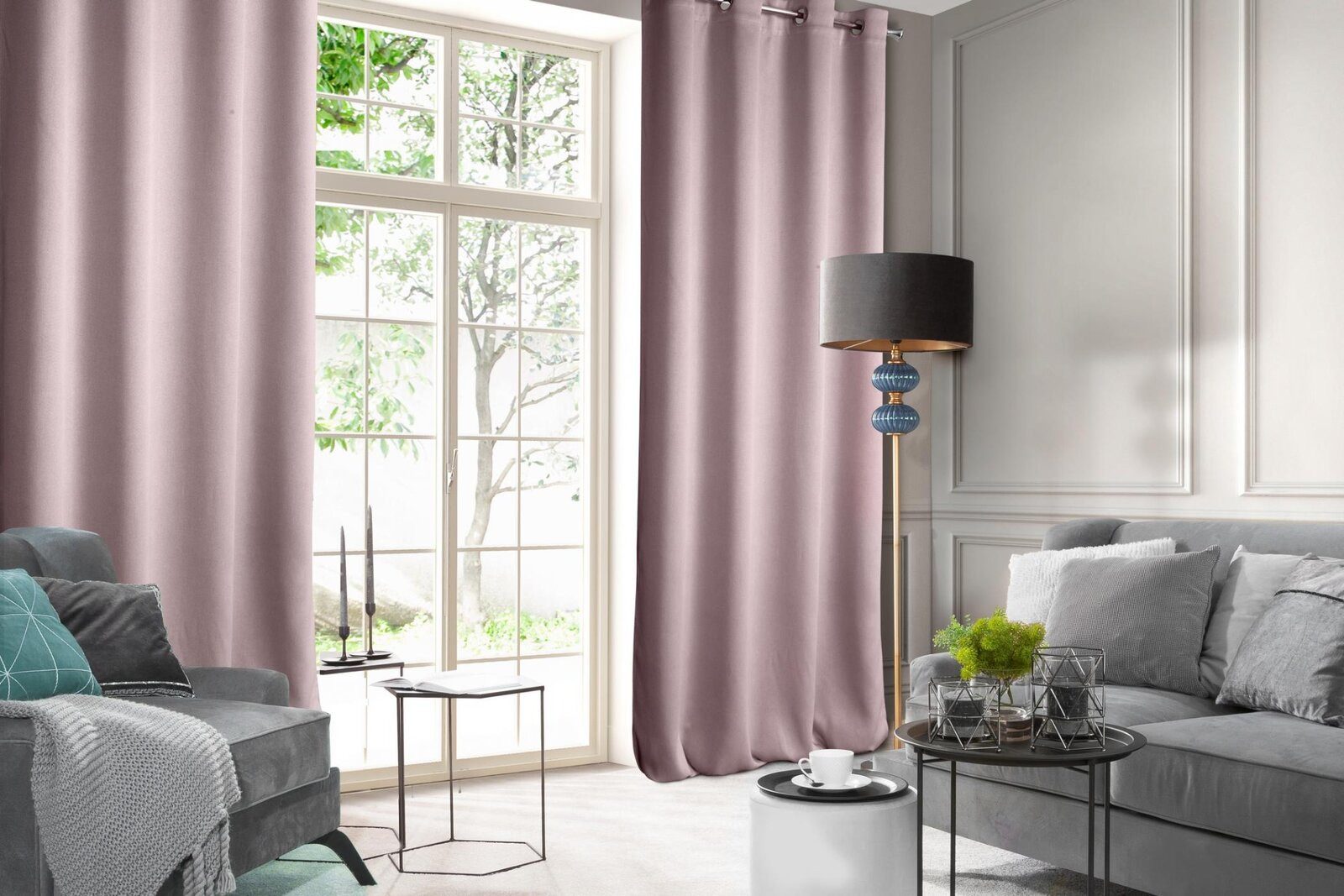 Design91 Vorhang Samtvorhänge 140x250 cm (1 St), Ösen, blickdicht, Samt, Wohnzimmer