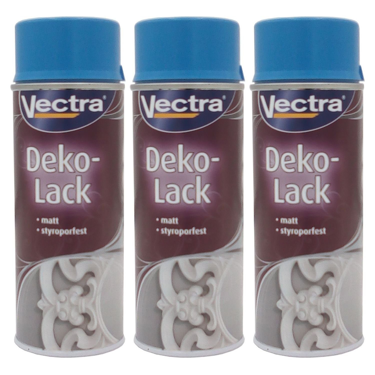Vollton- und Abtönfarbe 3x Vectra® Dekolack lichtblau matt 400ml Lackspray Farbspray Sprühdose