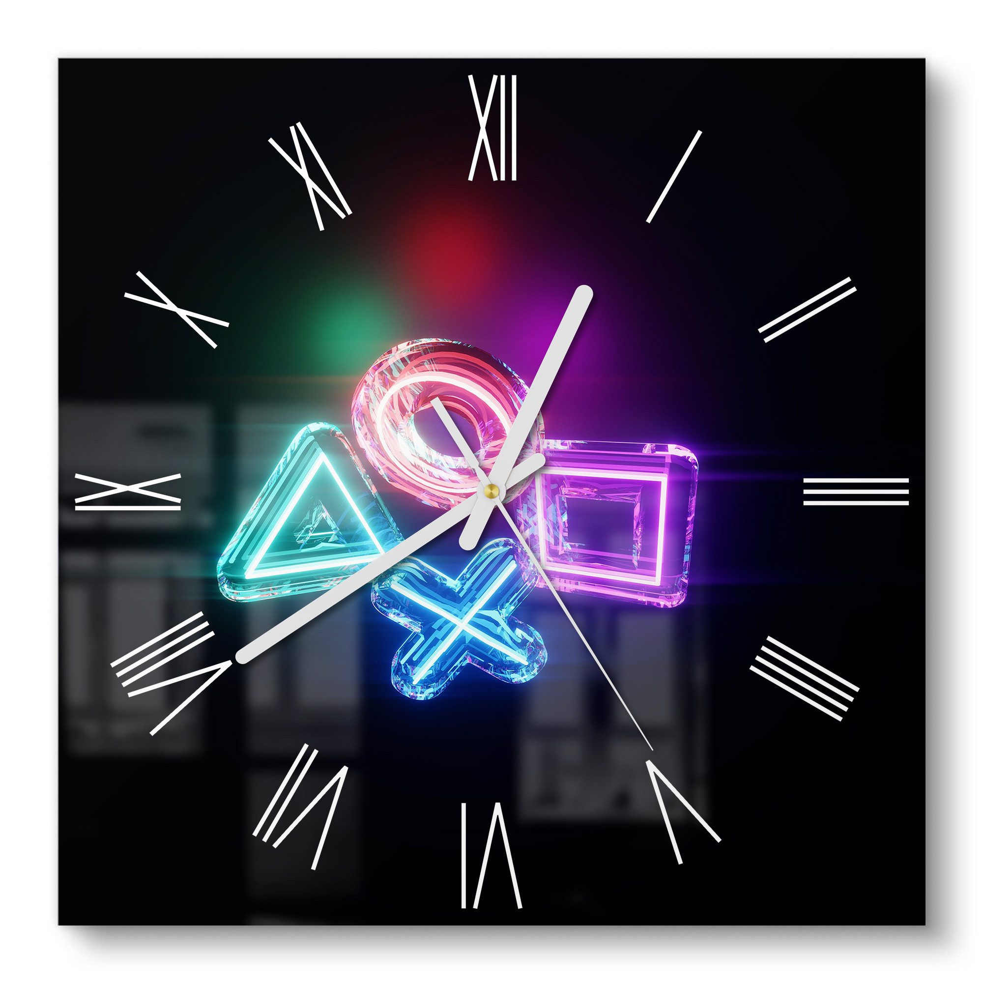DEQORI Wanduhr 'Neon Gaming Symbole' (Glas günstig online kaufen