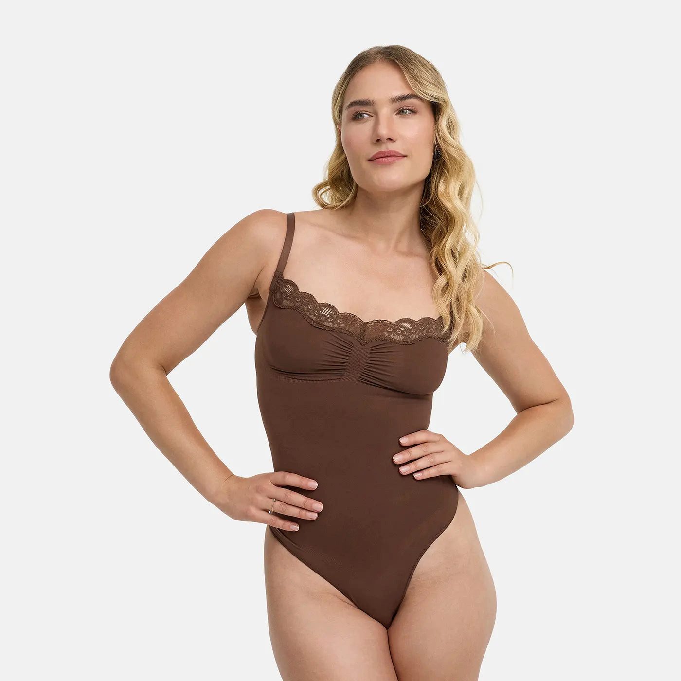 Shaping-Body Bodysuit Sculpting Shapewear mit Lace-Braun-4XL