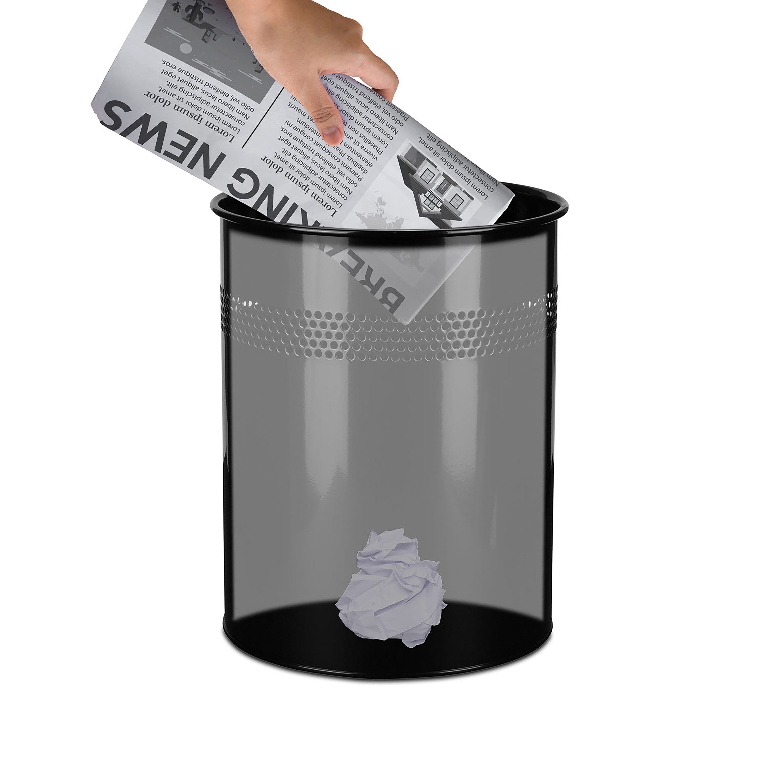 hjh OFFICE Mülleimer Mülleimer CLEAN III Stahlblech, 15 Liter Papierkorb Abfalleimer offen