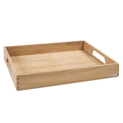 NATUREHOME Tablett Holztablett Serviertablett Küchentablett 50x35x7 cm, Eichenholz, (1-tlg), Massivholz, Handarbeit