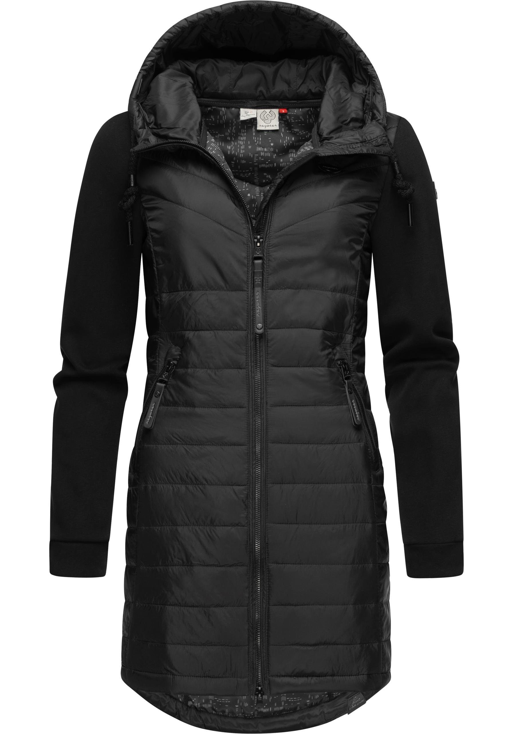 Ragwear Steppmantel Lucinda Long Mantel aus modernem Materialmix mit Kapuze