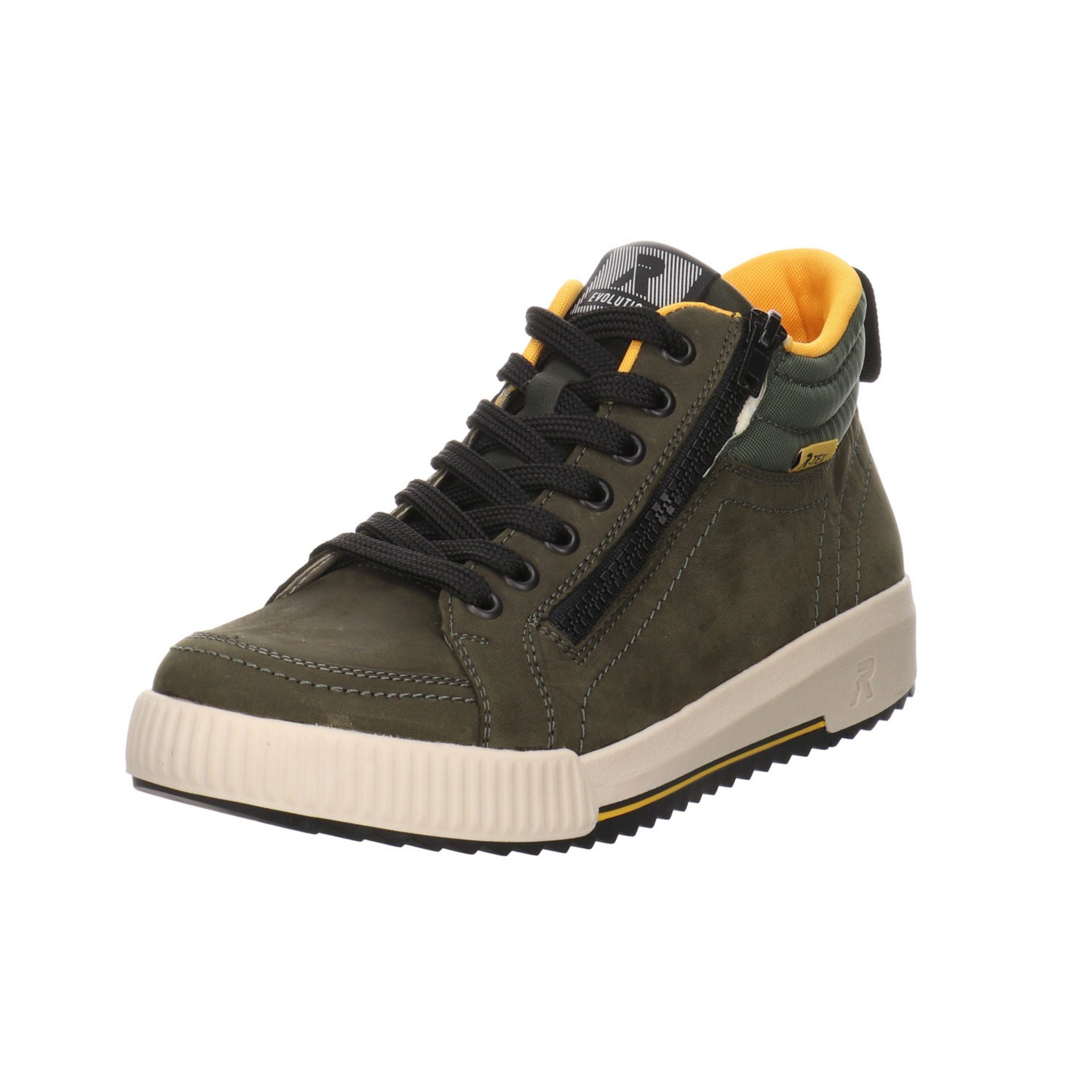 Rieker Damen Stiefeletten Schuhe R-Evolution Boots Schnürstiefelette Leder-/Textilkombination moor/olive/forest