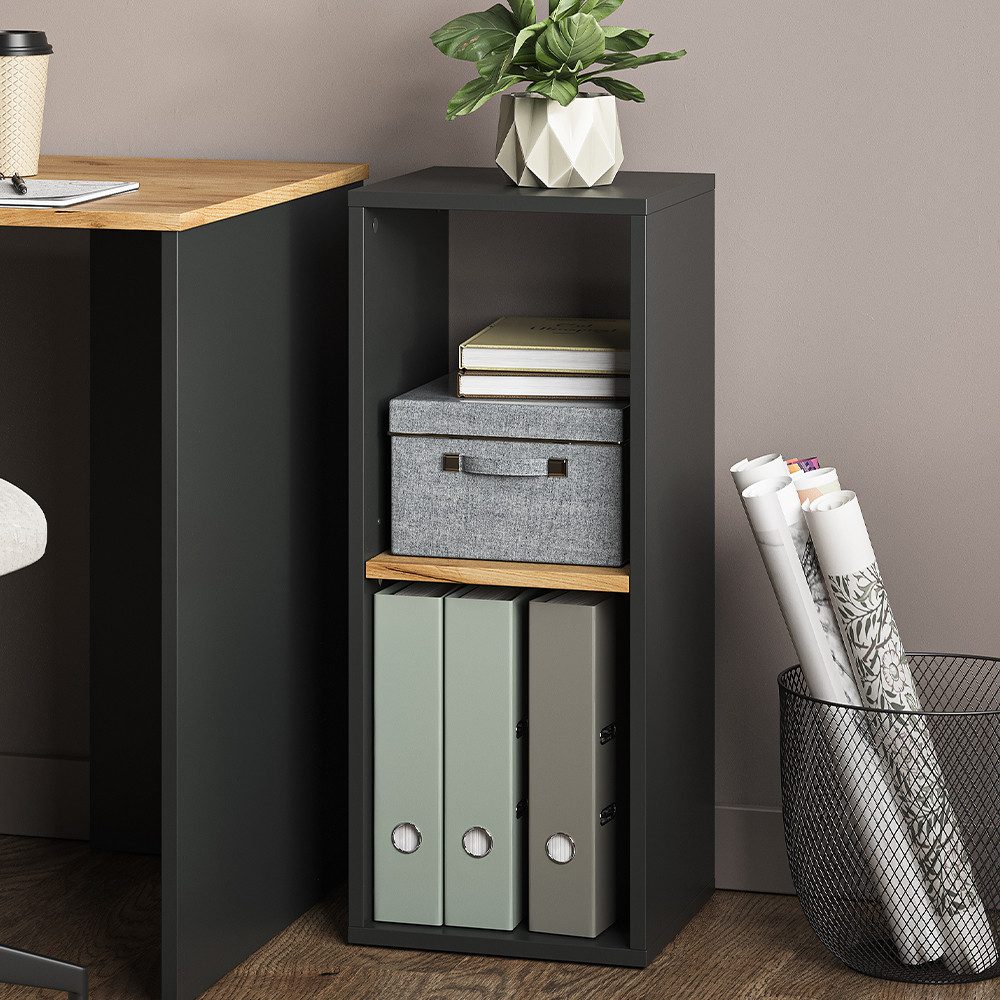 Vicco Bücherregal Tomy, Anthrazit/Goldkraft Eiche, 30 x 74 cm mit 2 offenen Fächern