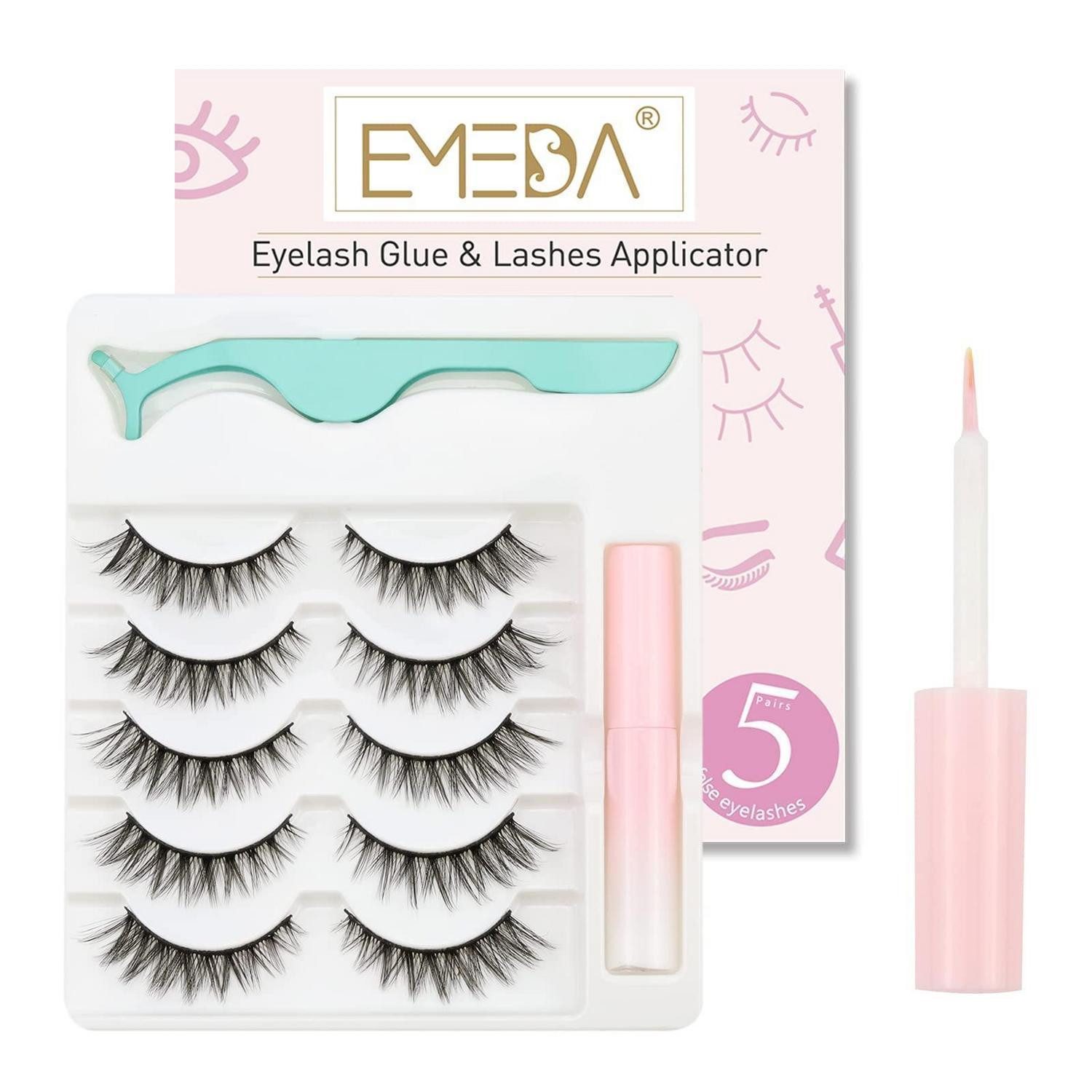 LuxusKollektion Bandwimpern Wimpern 5 Paar Natürliche 3D Kunstwimpern Kleber Clip