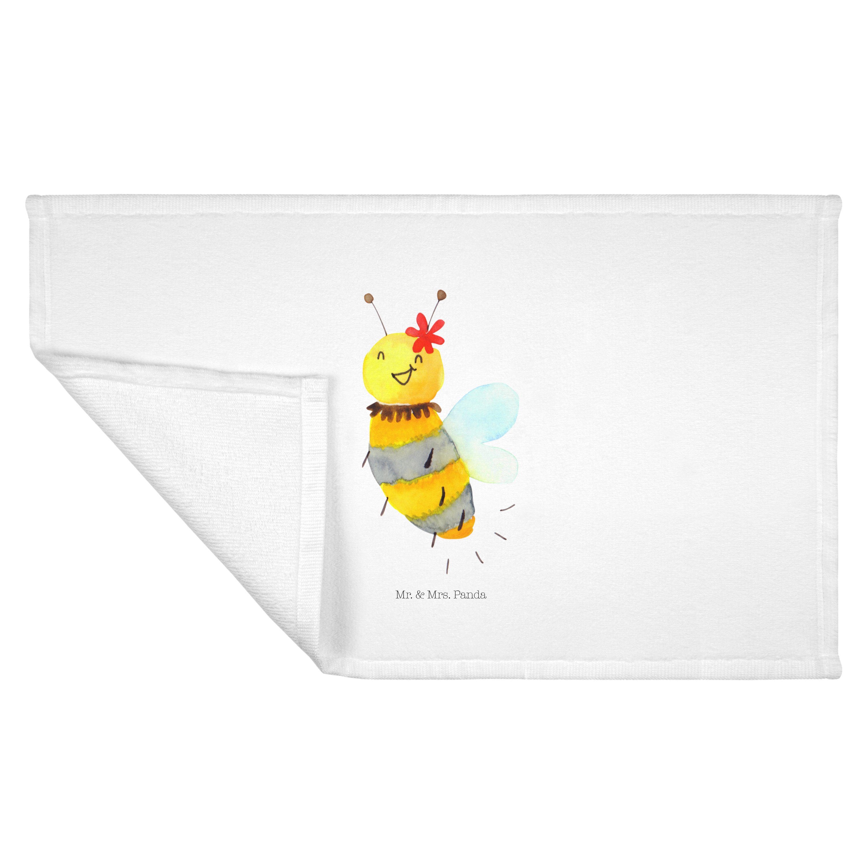 Mr. & Mrs. - Handtuch Handtuch, (1-St) Badehandtuch, - Biene Panda groß, Geschenk, Hummel, Blume Weiß