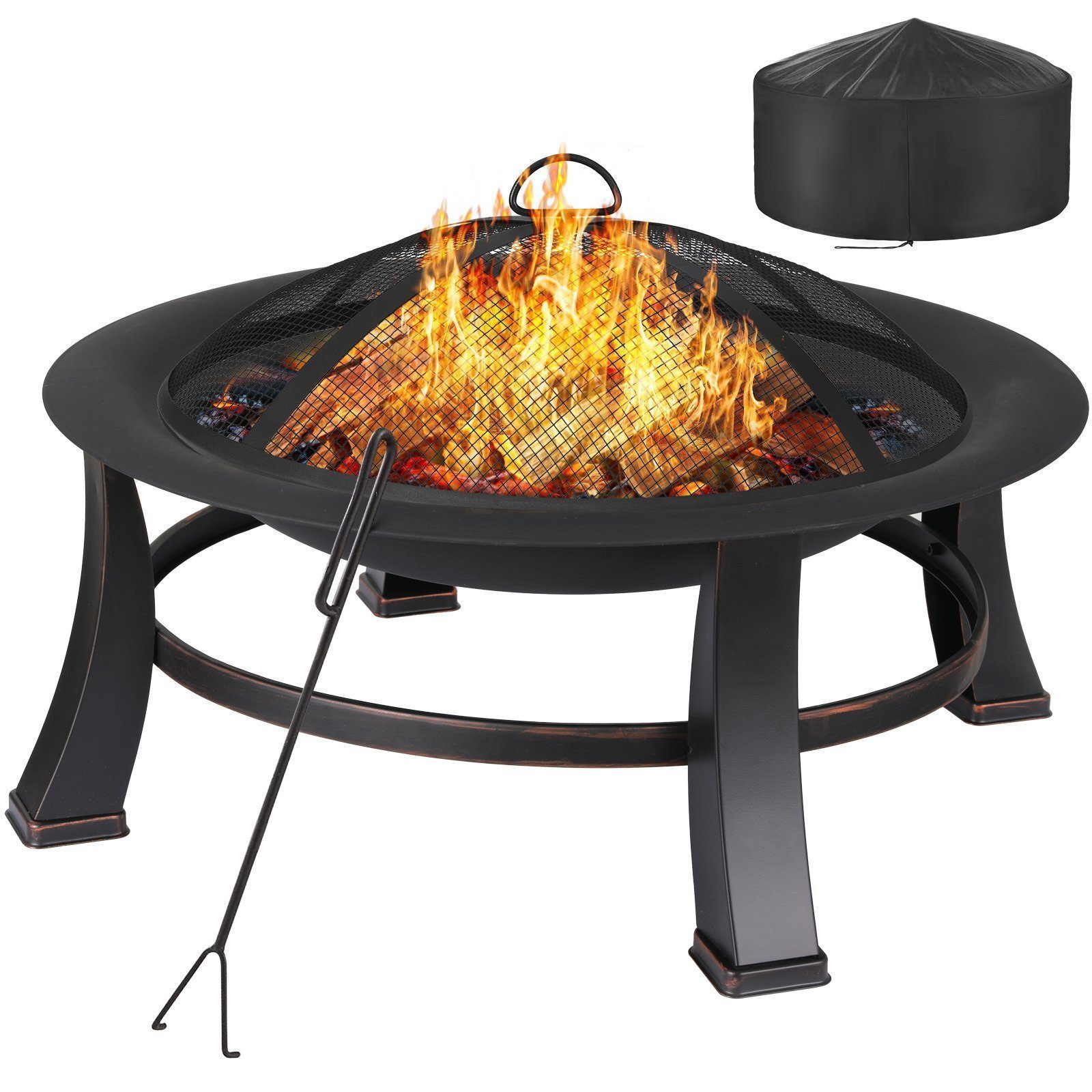 TLGREEN Feuerschale Φ76cm Feuerkorb mit grillrost, günstig online kaufen