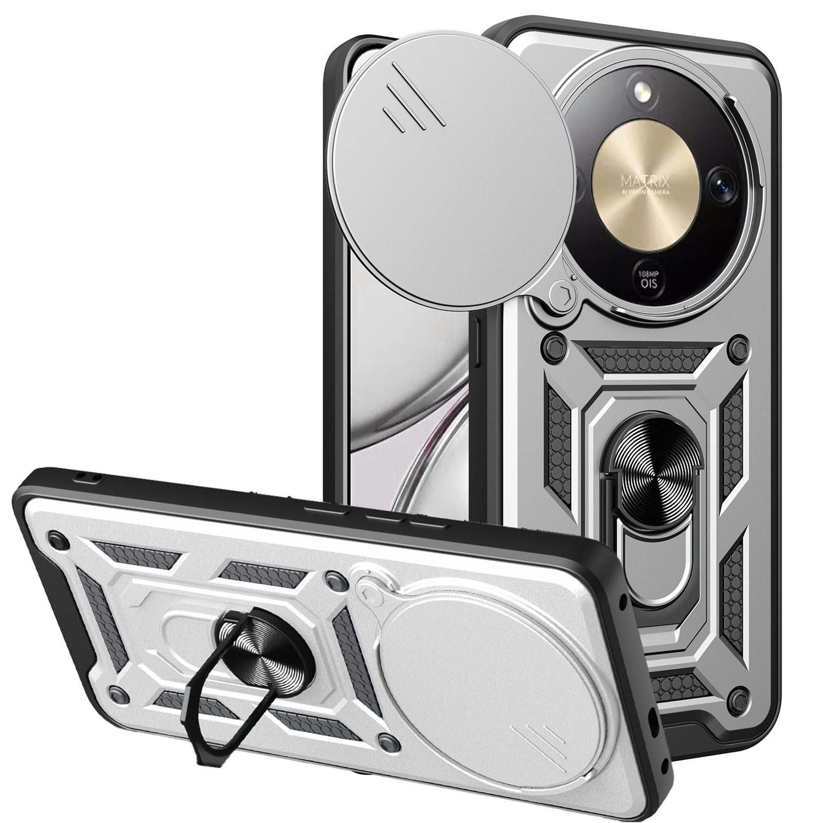 betterfon Handyhülle Panzer Hülle für Honor Magic 8 Lite Outdoor Case mit Kameraschutz, Outdoorhülle mit Ringhalter Smartstand und Silikonkern