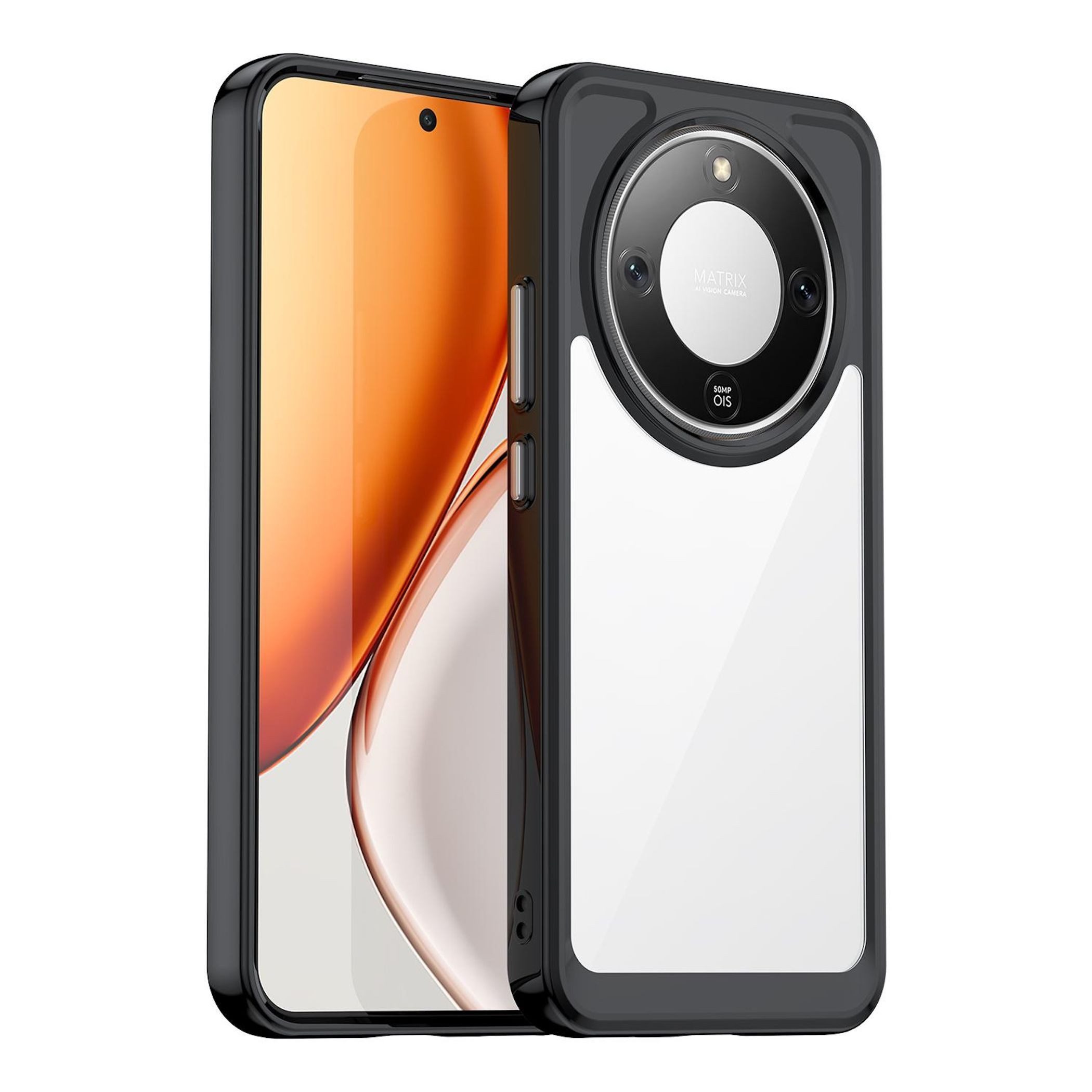 Wigento Handyhülle Für Honor Magic 8 Lite Colorful Series TPU Acryl Schutzhülle Schwarz, Colorful Series Hybrid Schutzhülle