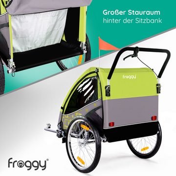 Froggy Fahrradkinderanhänger, 360° Drehbar, mit Federung, 2in1 Joggerfunktion, max. 40kg