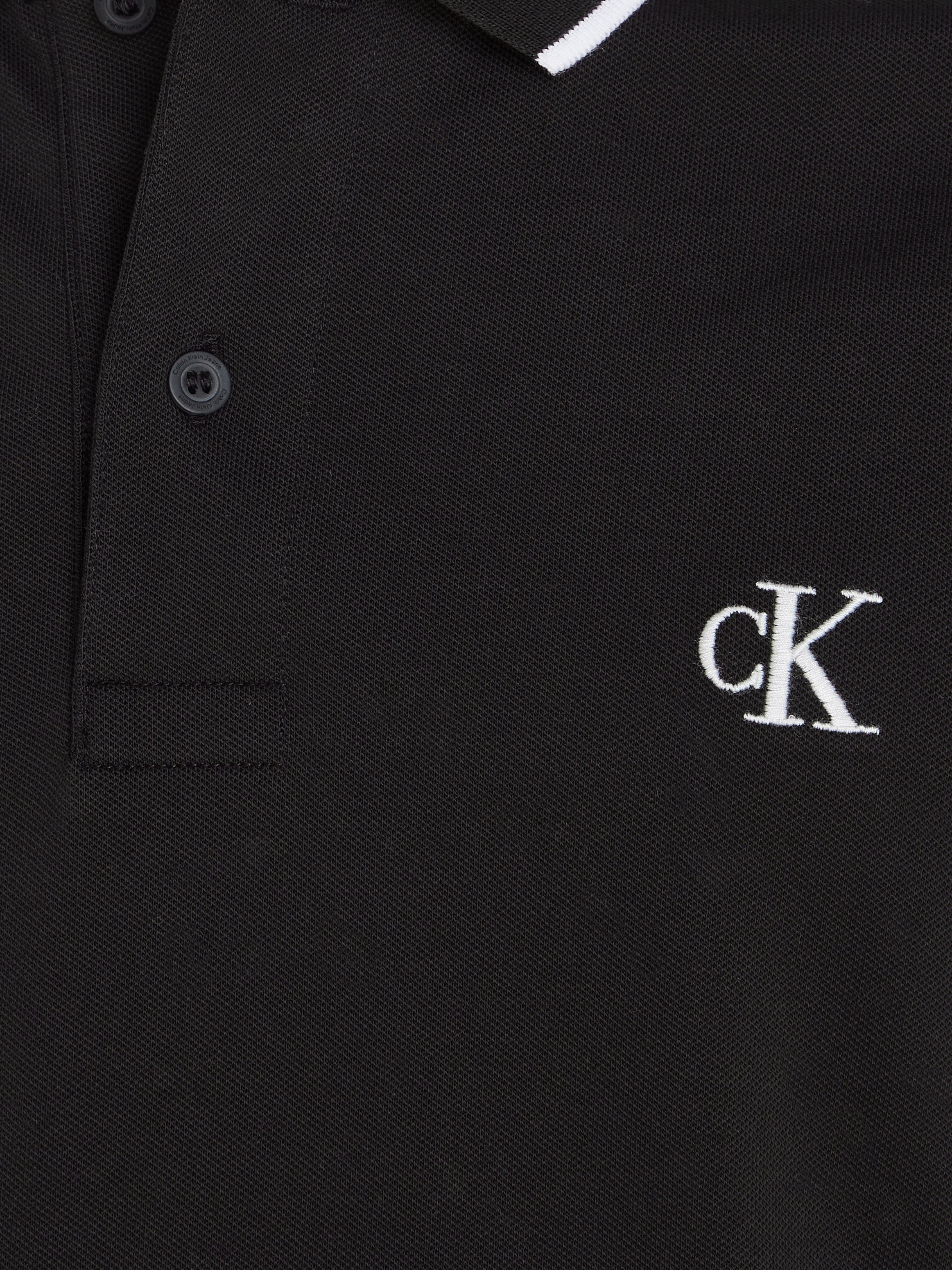 Black ESSENTIAL Jeans Poloshirt mit Markenstickerei POLO / CK TIPPING CK Calvin Klein Raven SLIM