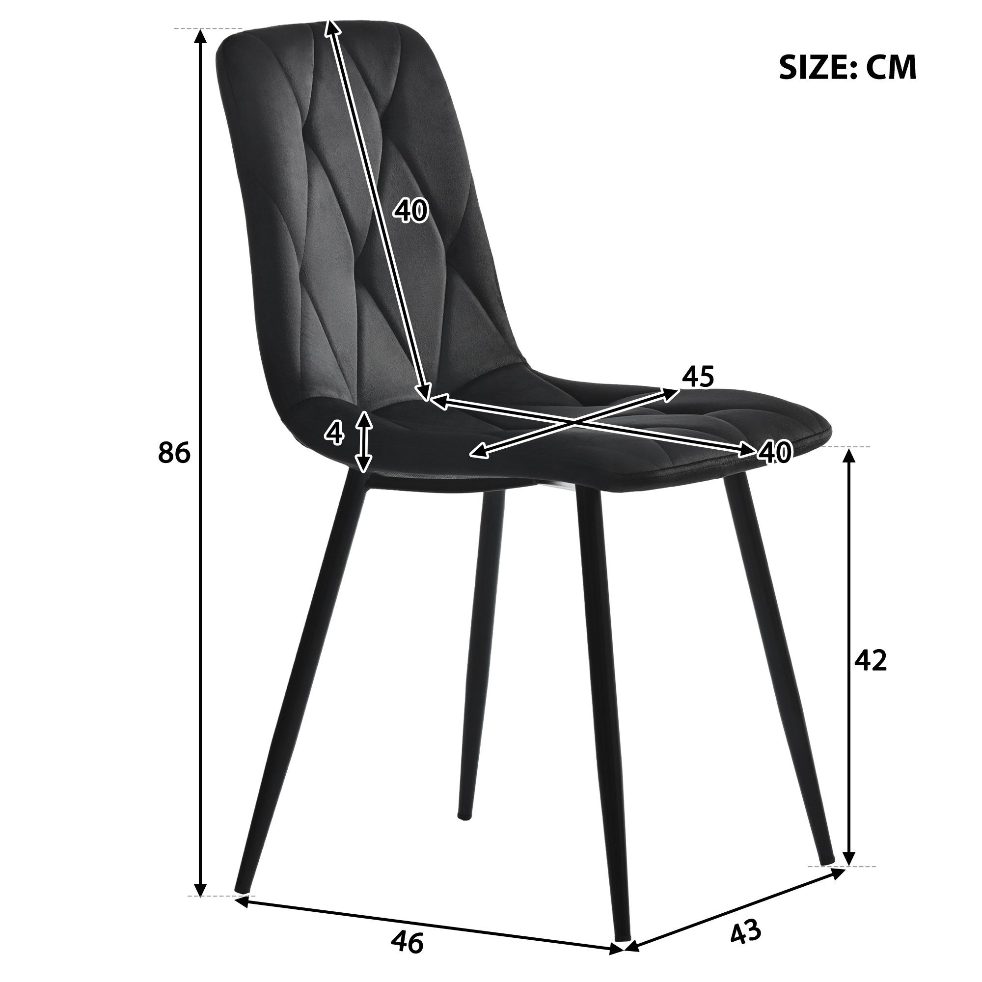 Flieks Essgruppe runder Esstisch mit 4 Stühlen Set, (Set, 5-tlg., 1 Tisch mit 4 Stühlen), Sitzgruppe Küchetisch 100x75cm Esszimmertühle Samt Metallbeine – Bild 4 von 5