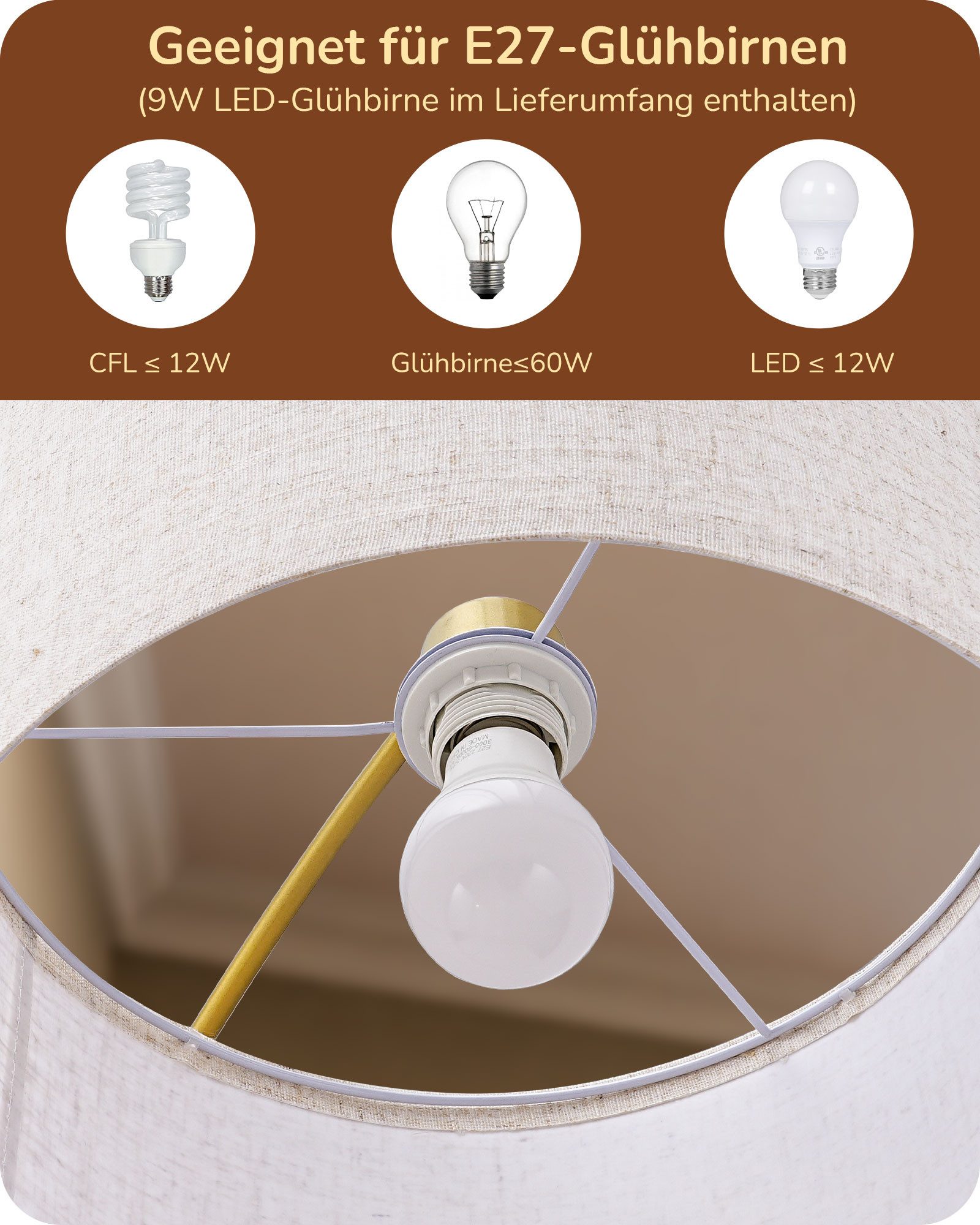 EDISHINE Stehlampe Bogenlampe, Stehlampe Wohnzimmer, Standleuchte günstig online kaufen