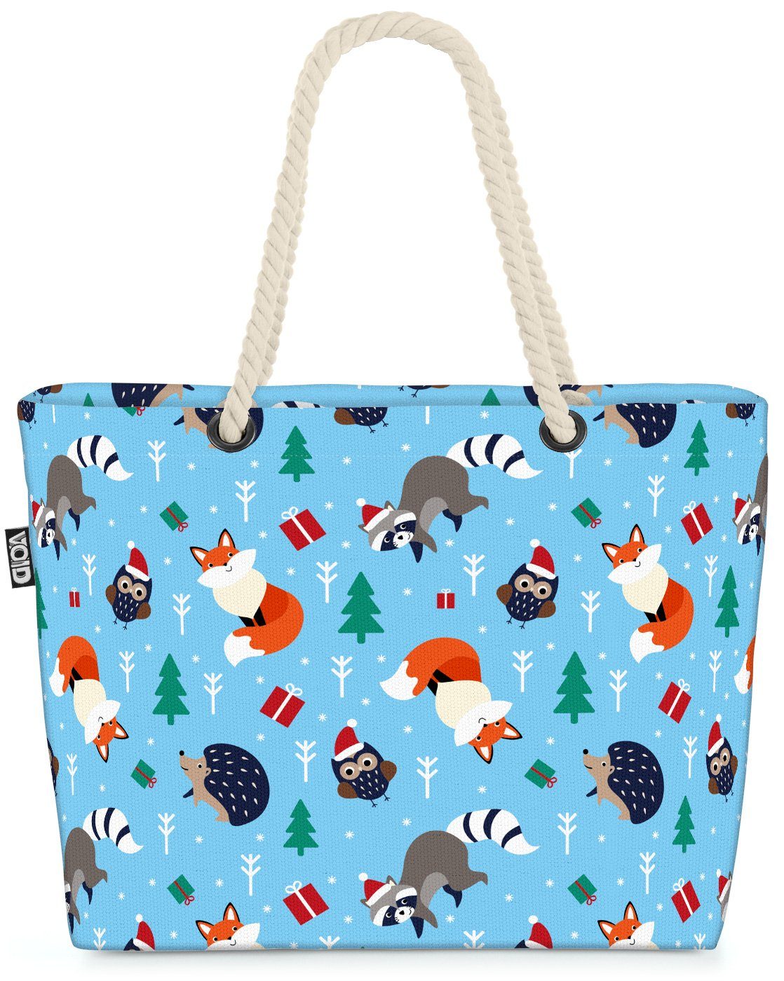 Tiere Igel Bag Fuchs (1-tlg), Eule Kinder Weihnachten Strandtasche Waschbär Märchen Beach VOID Waldtiere