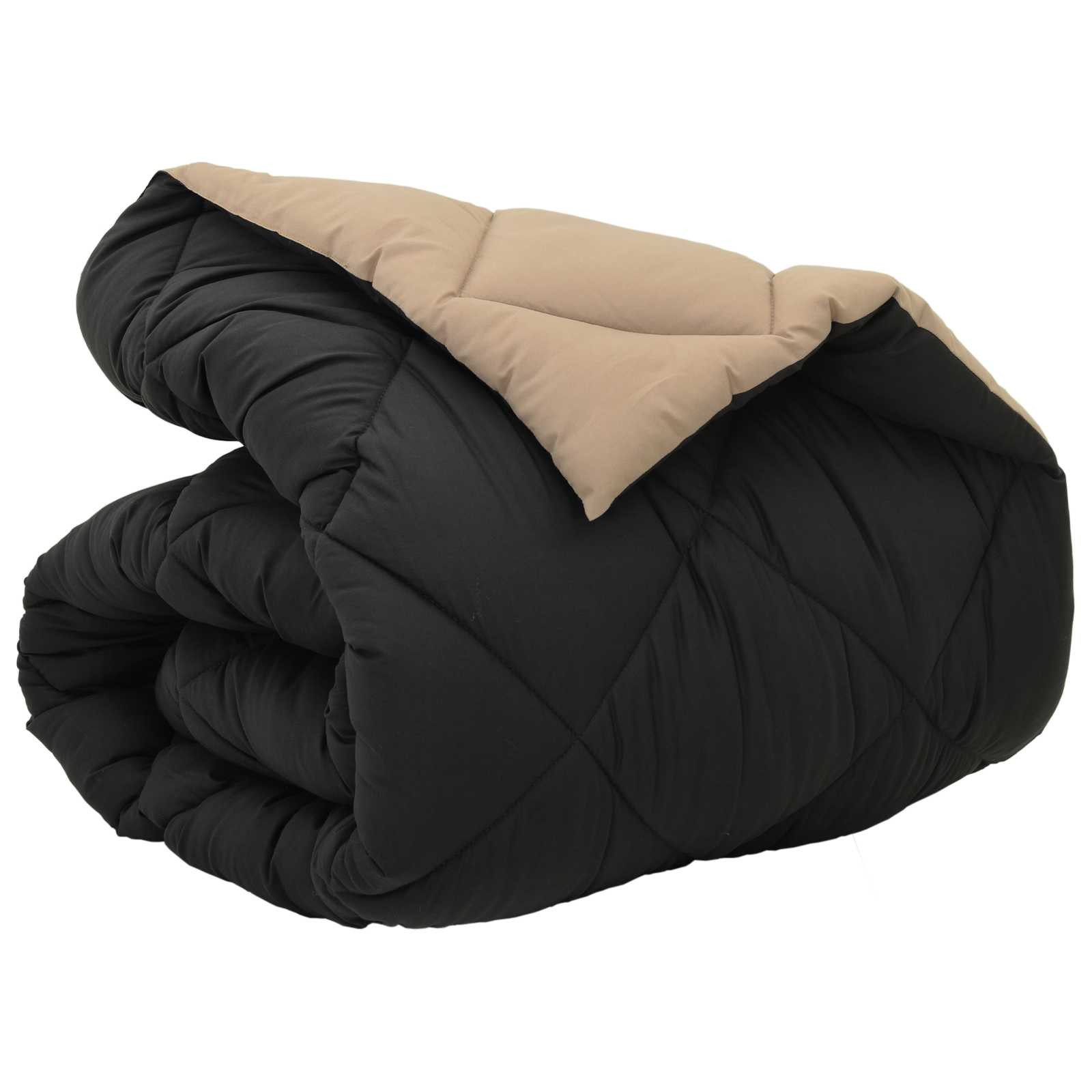 vidaXL Baumwollbettdecke Winterbettdecke Schwarz und Taupe 200 x 140 cm Mik günstig online kaufen
