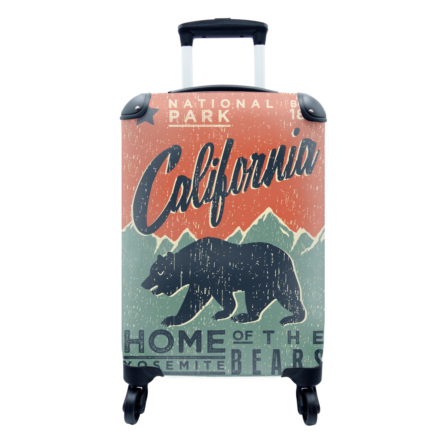 MuchoWow Handgepäckkoffer Vintage-Poster Kalifornien, 4 Rollen, Reisetasche mit rollen, Handgepäck für Ferien, Trolley, Reisekoffer