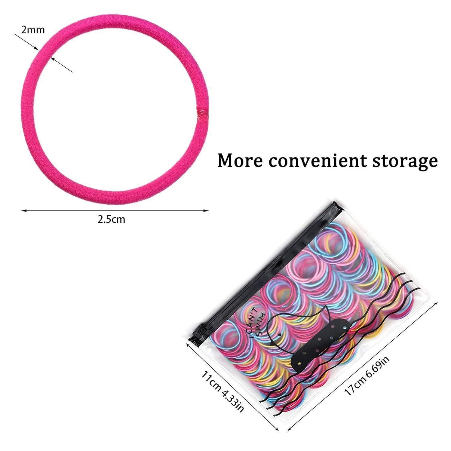 LuxusKollektion Haargummi 200 Stück bunte Haargummis elastisch Multicolor Haarbänder 2mm