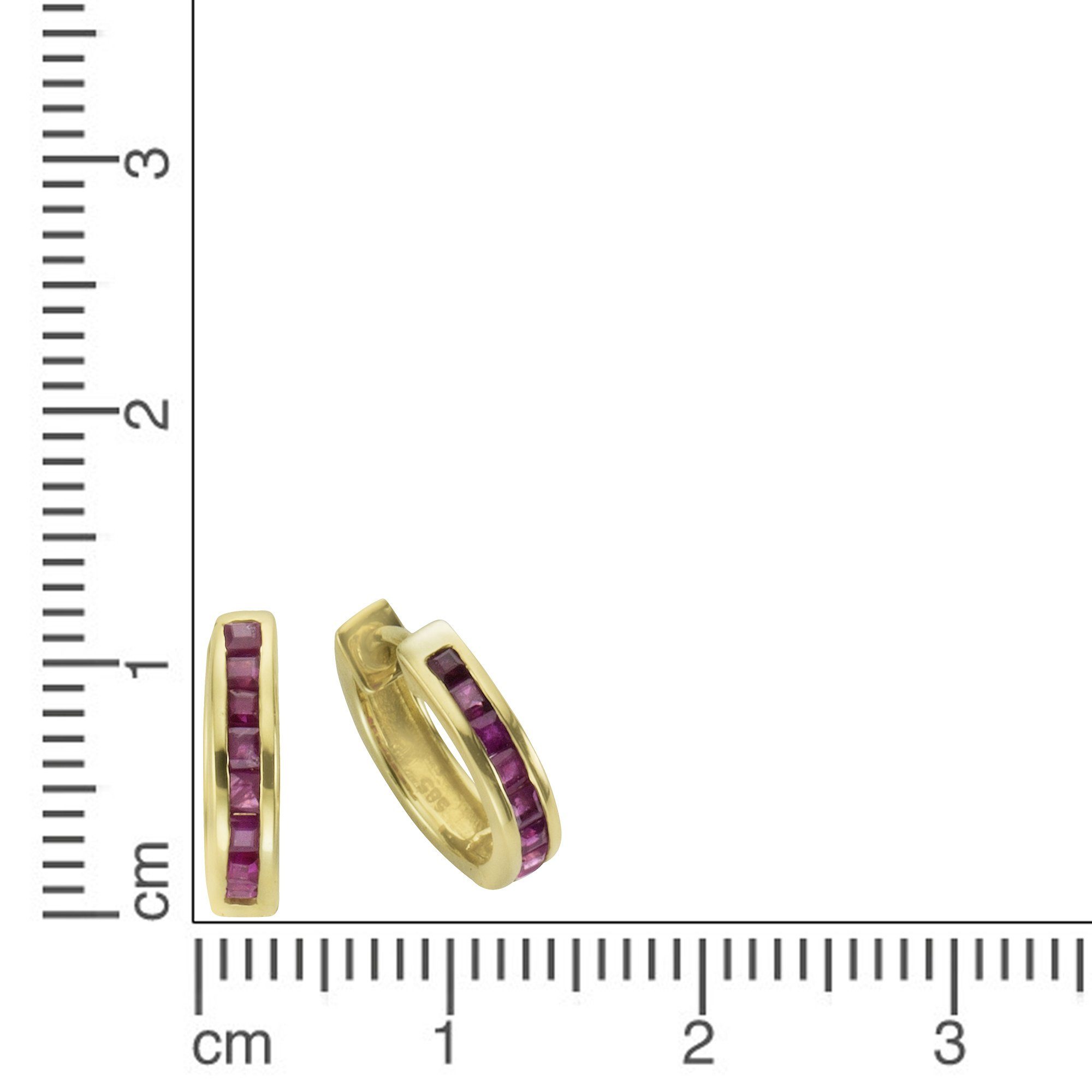 Fascination by Ellen K. Paar Creolen Gold 585 mit 16 natürlichen Rubinen 12 günstig online kaufen