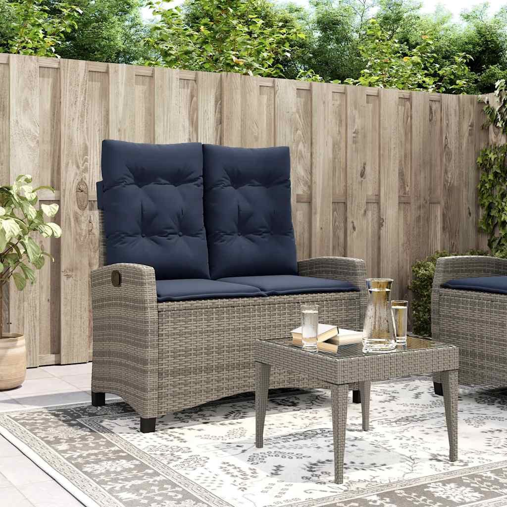 Gartenbank Garten-Relaxbank Grau 105x66x93 cm mit verstellbarer Rückenlehne
