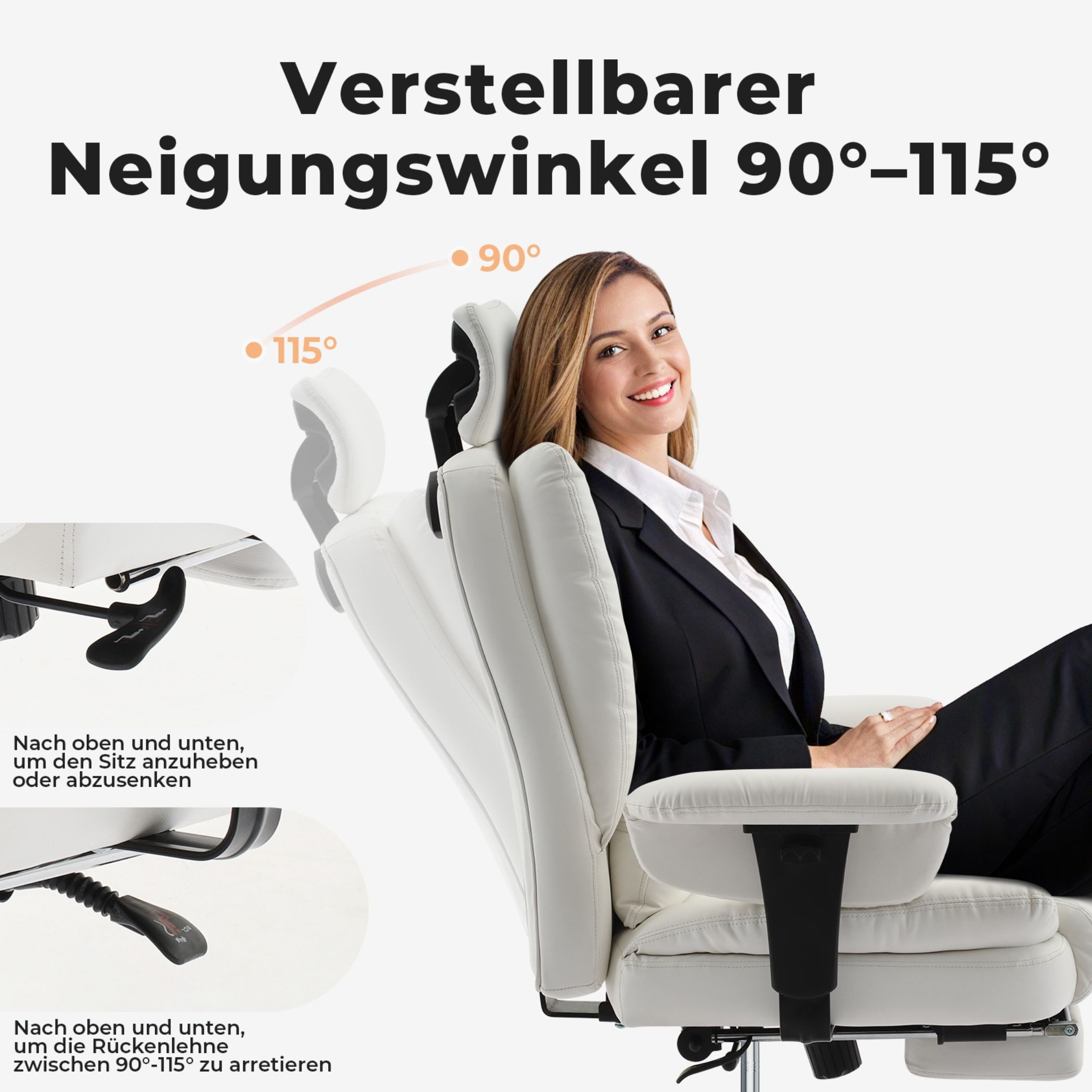 SeedWave Chefsessel Bürostuhl mit Fußstütze, Anhebbarer günstig online kaufen