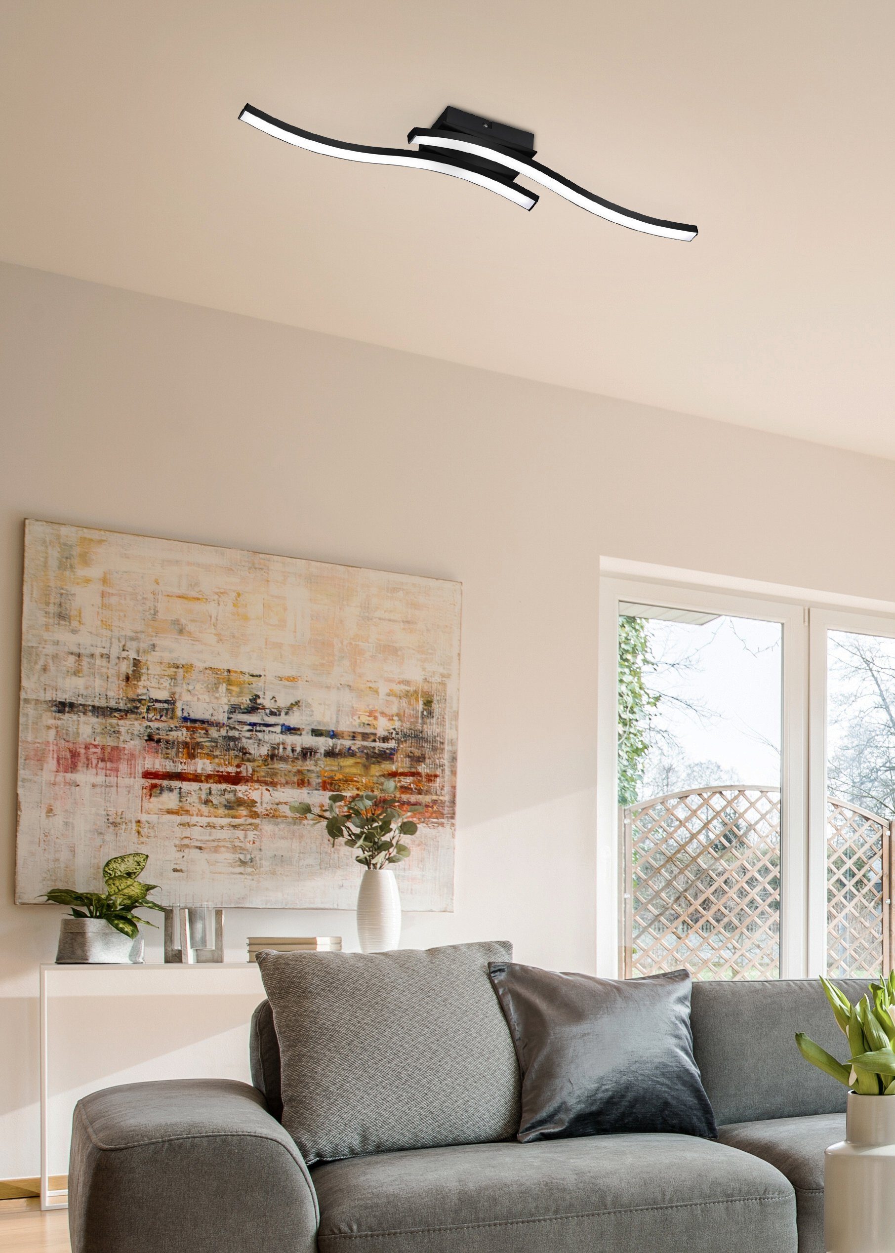 Reality Leuchten LED Deckenleuchte Route, LED fest integriert, Warmweiß, moderne Deckenlampe 2-flammig, LEDs mit 2x 500 Lumen