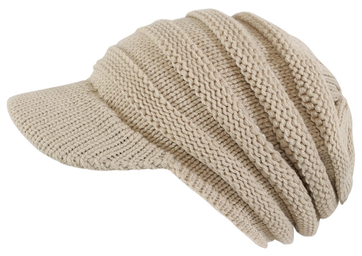 dy_mode Schirmmütze Damen Strickmütze Herren Schirmmütze Gestrickt Winter Mütze mit Schirm fester Schirm