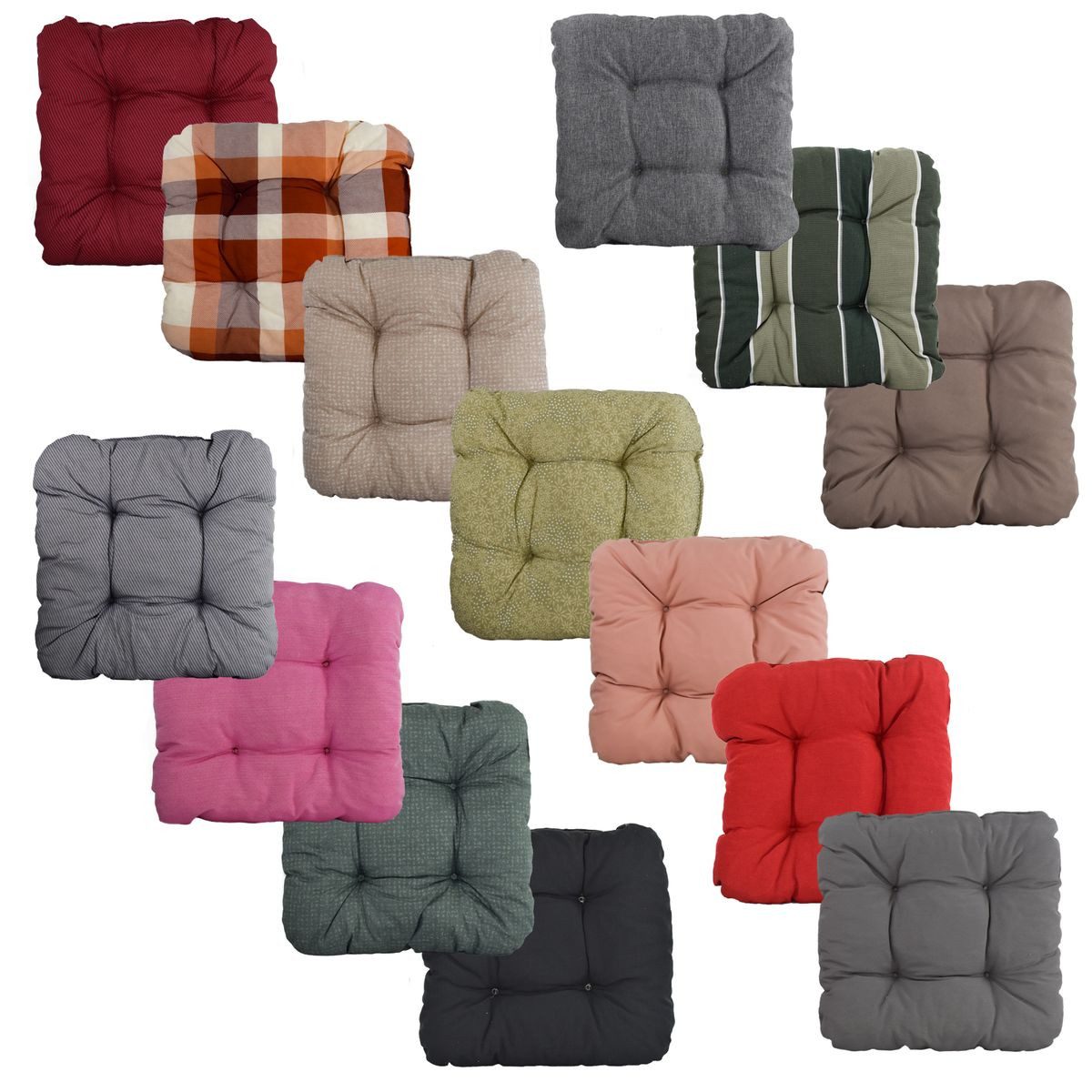 Marabellas Shop Sitzkissen Stuhlkissen 38x38x8 cm 4-Punkt-Steppung in 14 Farben Sitzkissen Deko, mit 4-Punkt-Steppung