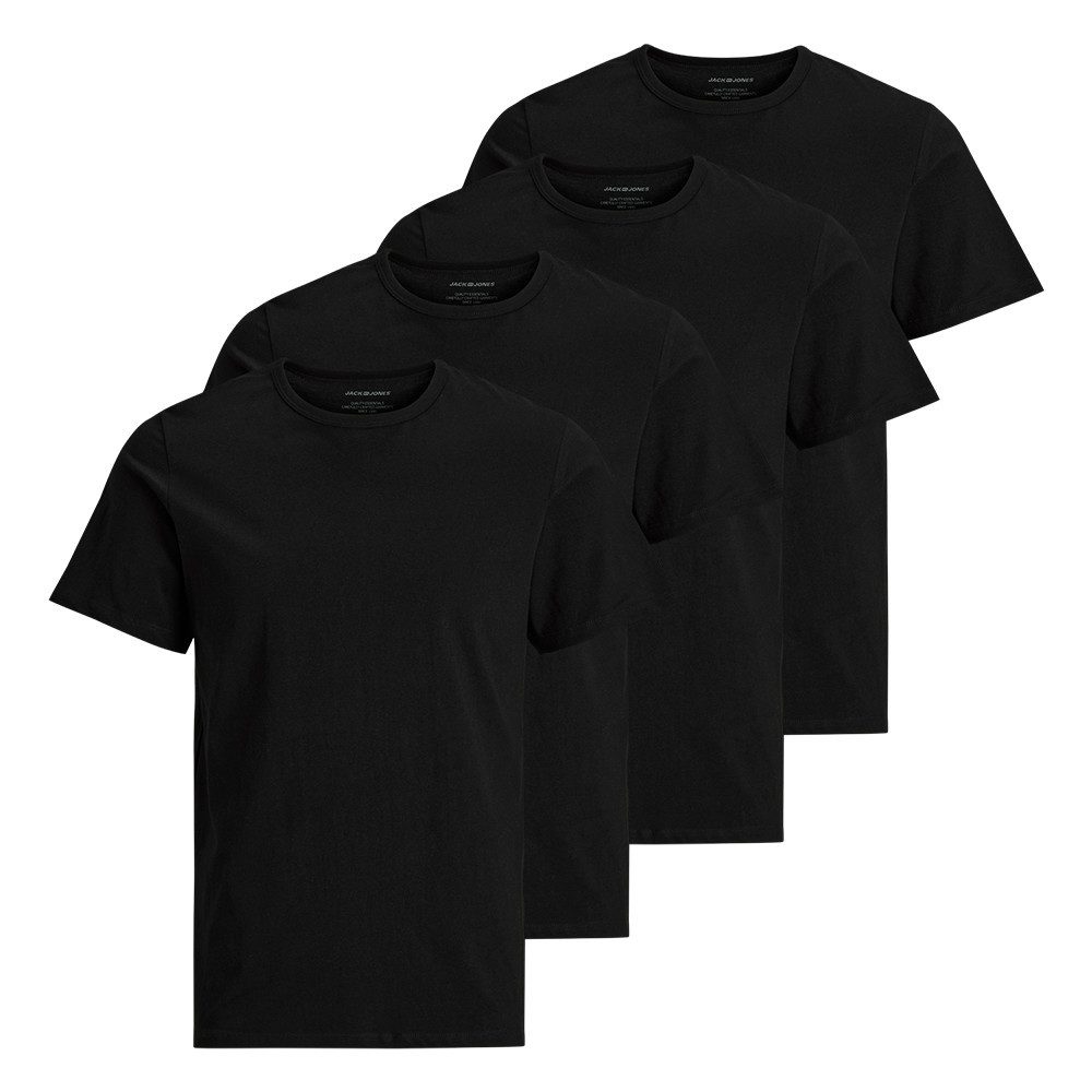 Jack & Jones T-Shirt Herren Basic T-Shirt O-Neck {4} -tlg. {4er Pack) {reguläre Passform}