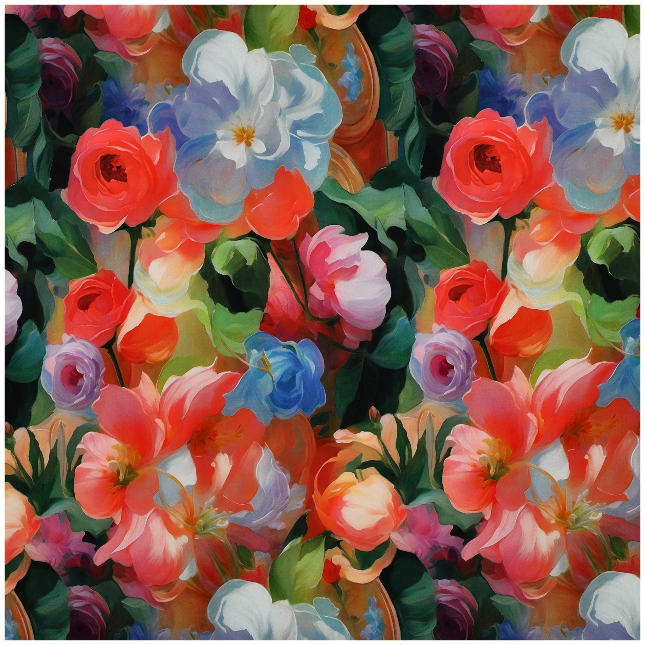 maDDma Stoff Viskosestoff Radiance Blumen ab 1 m x 140 cm Popeline Sommerstoff, Motiv 1