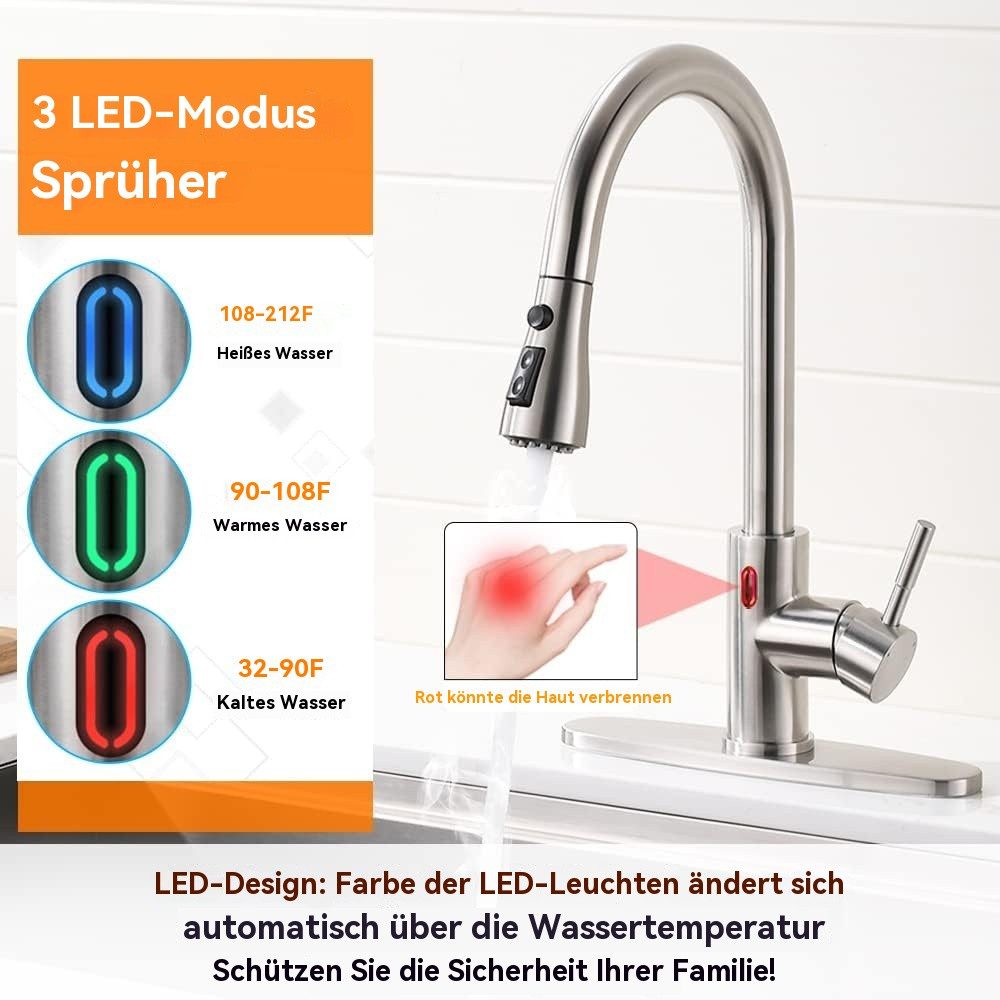 Topcony Küchenarmatur Wasserhahn Küche Hochdruck Küchenarmatur mit Herauszi günstig online kaufen