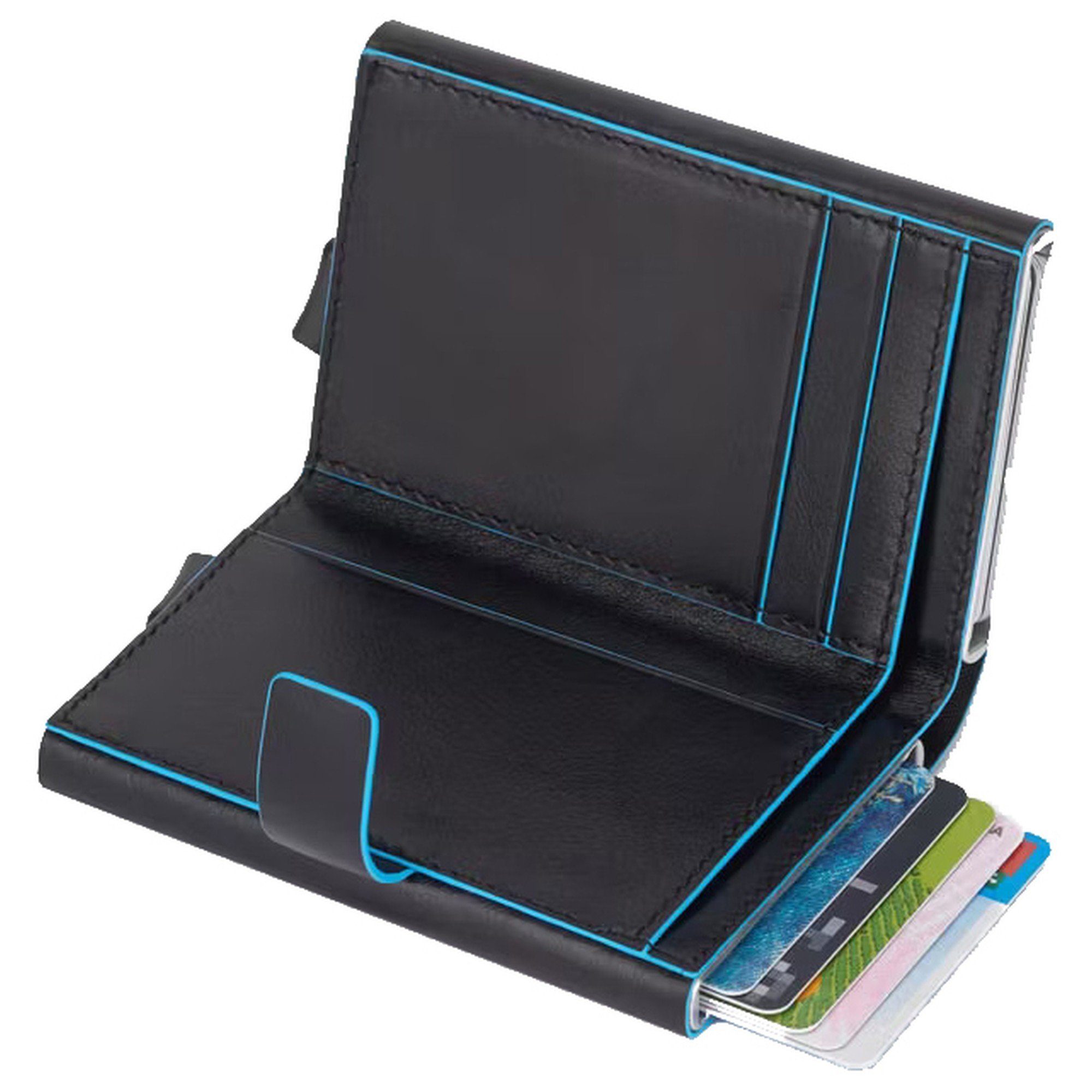 RFID cm Blue (1-tlg) black Geldbörse 10cc Piquadro Kreditkartenetui 10 Square -