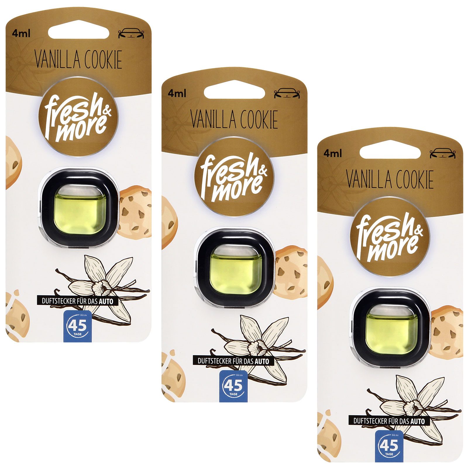 fresh & more Raumduft Auto-Lufterfrischer (4ml 3er Pack), 3-St)