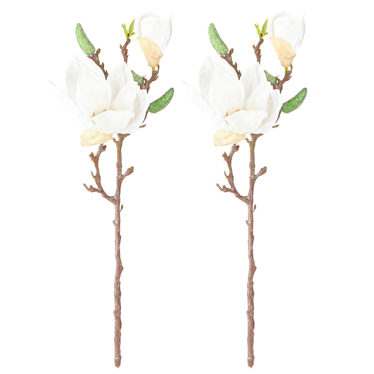 Kunstblume Dekorativer Magnolienzweig für Frühlingsdeko und, 2 Stück, Florists Products, Höhe 2 cm