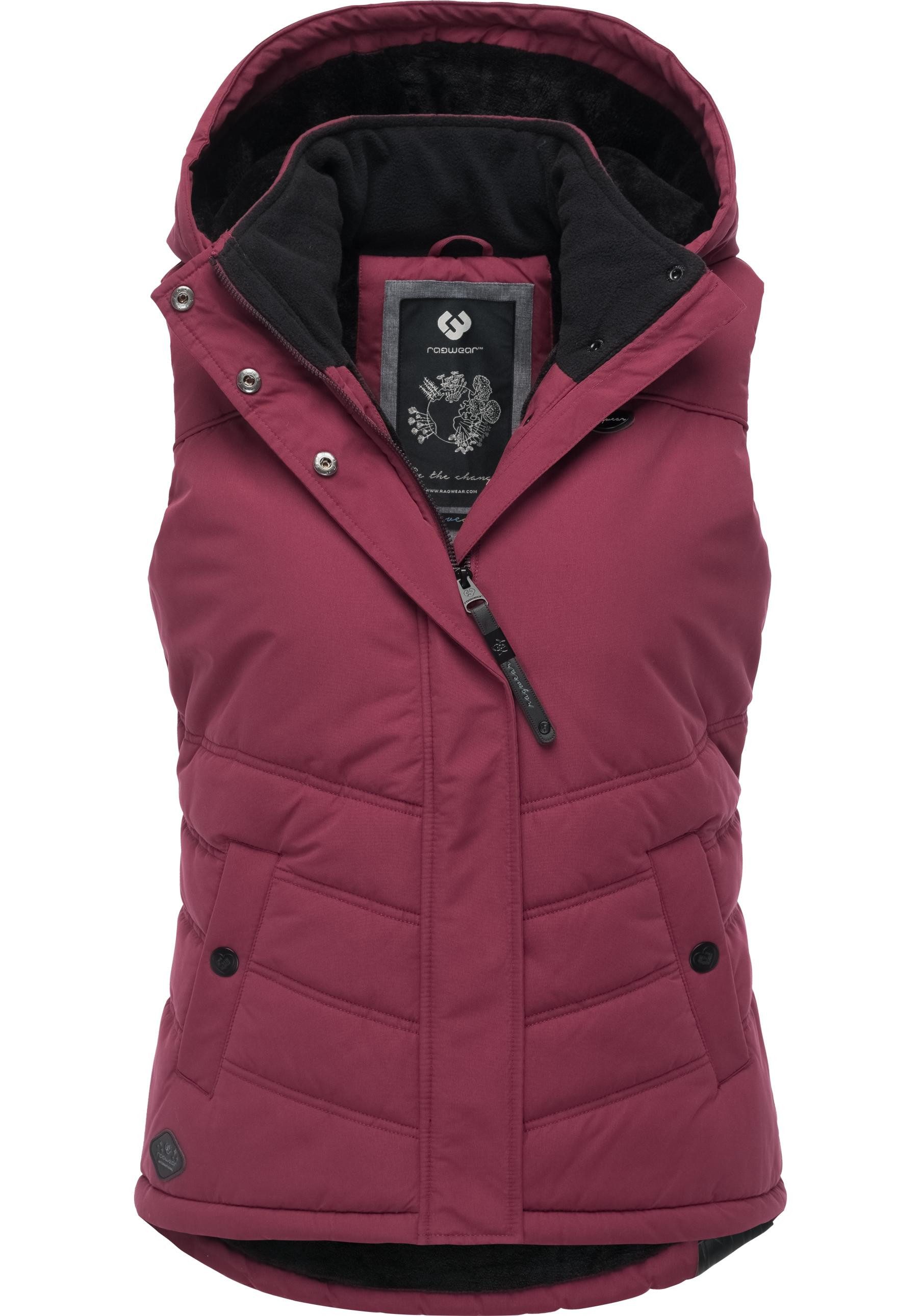 Ragwear Steppweste Hesty Wasserdichte Outdoor-Weste mit abnehmbarer Kapuze