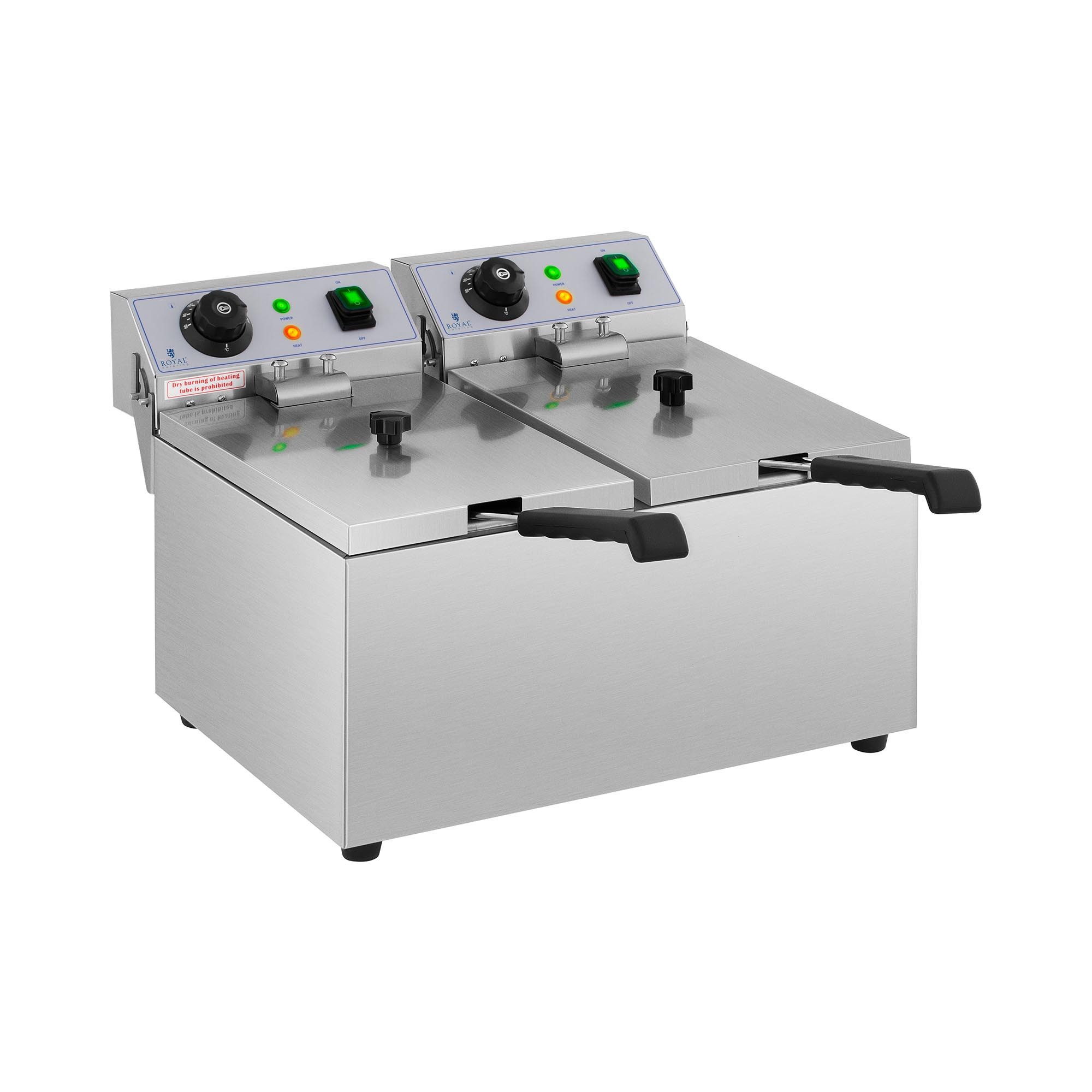 Royal Catering Fritteuse RCEF 08DB, 6400 W, 2 x 8 L Doppel Edelstahl Elektro Gastronomie