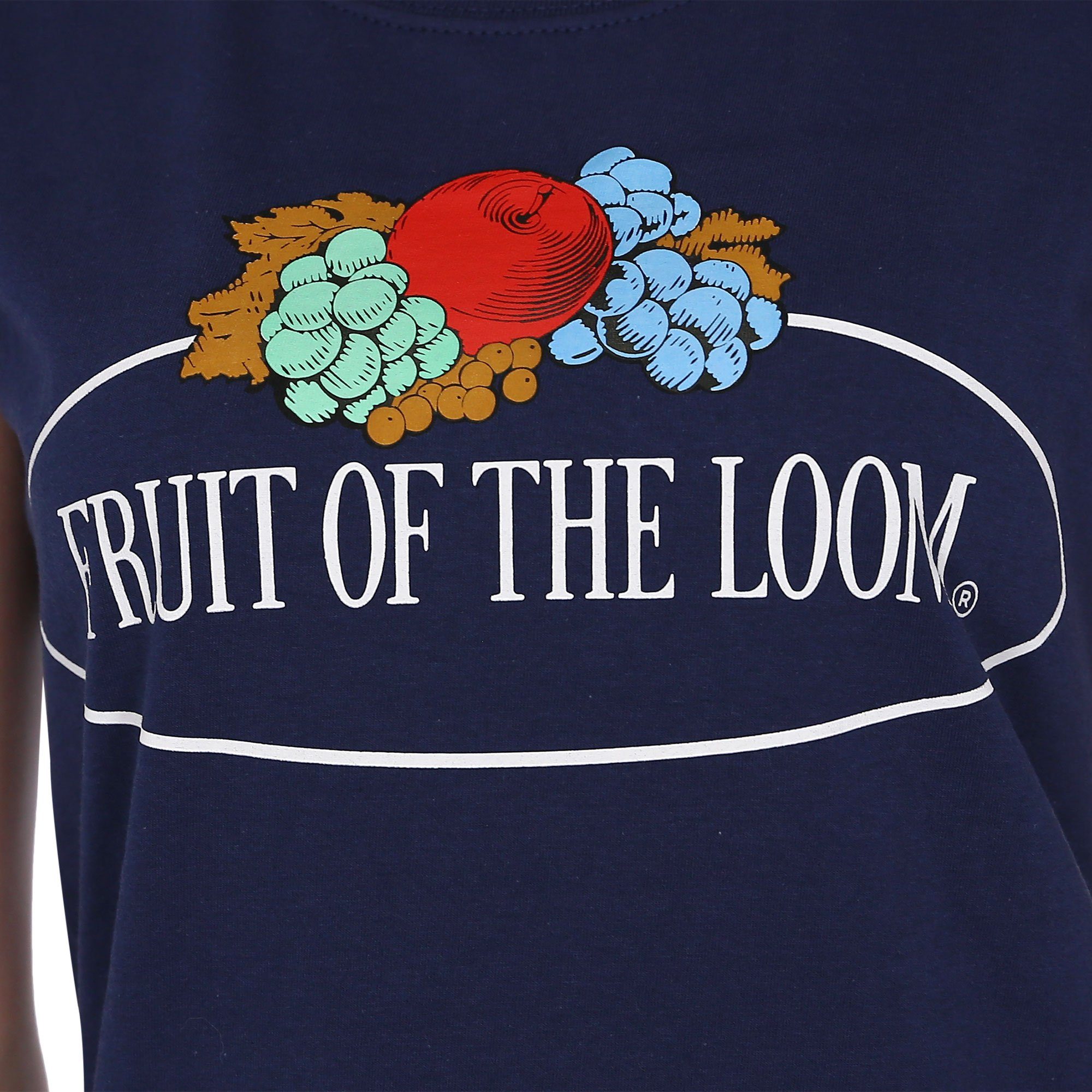 the of Damen Fruit T-Shirt of Loom Logo the Loom of Rundhalsshirt Fruit navy the Loom Fruit mit