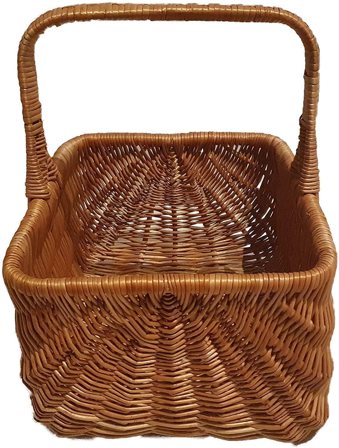 natuleo by pokuc Flaschenkorb Einkaufskorb aus Weide rechteckig Braun 42x32x38 cm