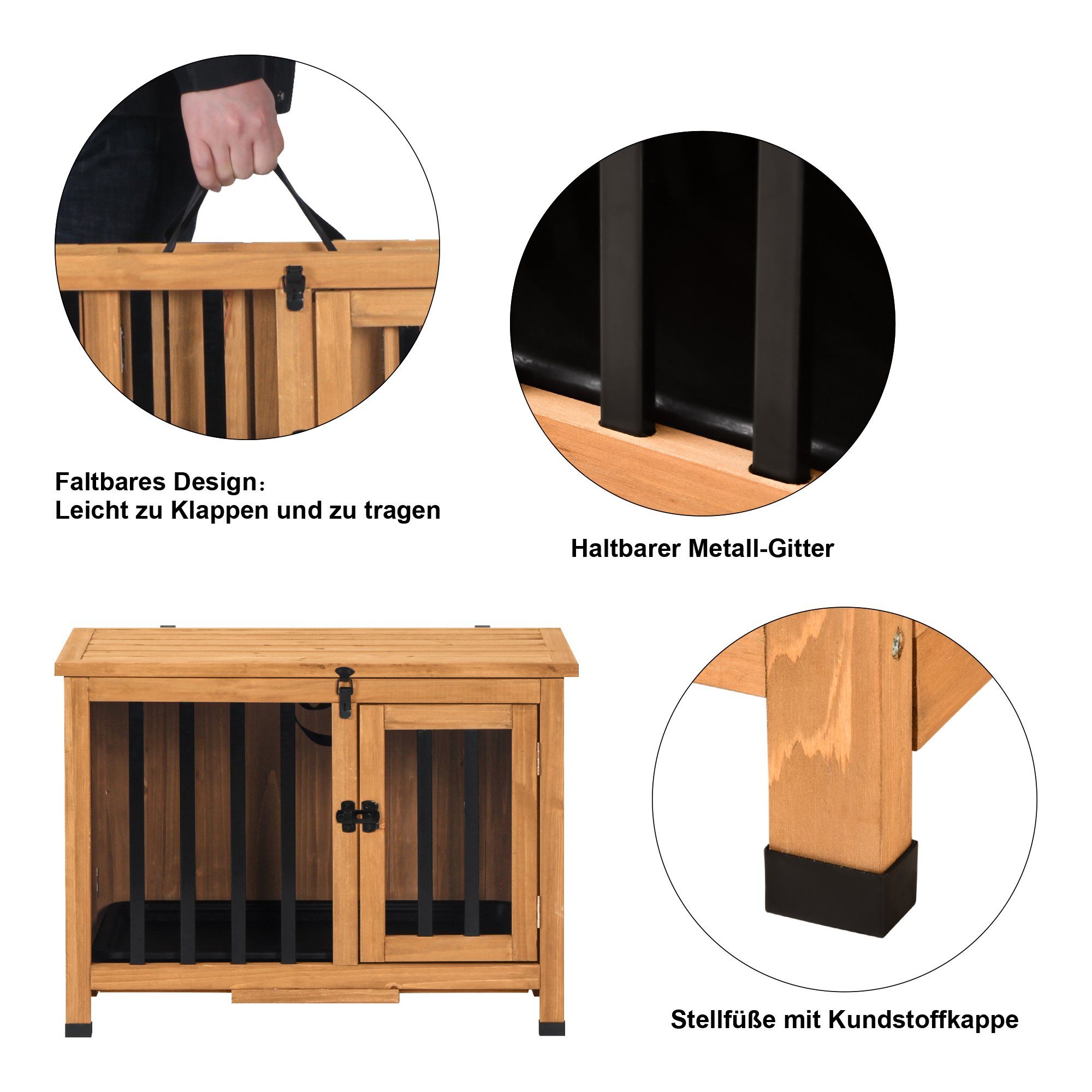 PawHut Faltbare Hundebox & Katzentrage – 65x45x45 Cm, Mit Weicher Matte & Netzfenster