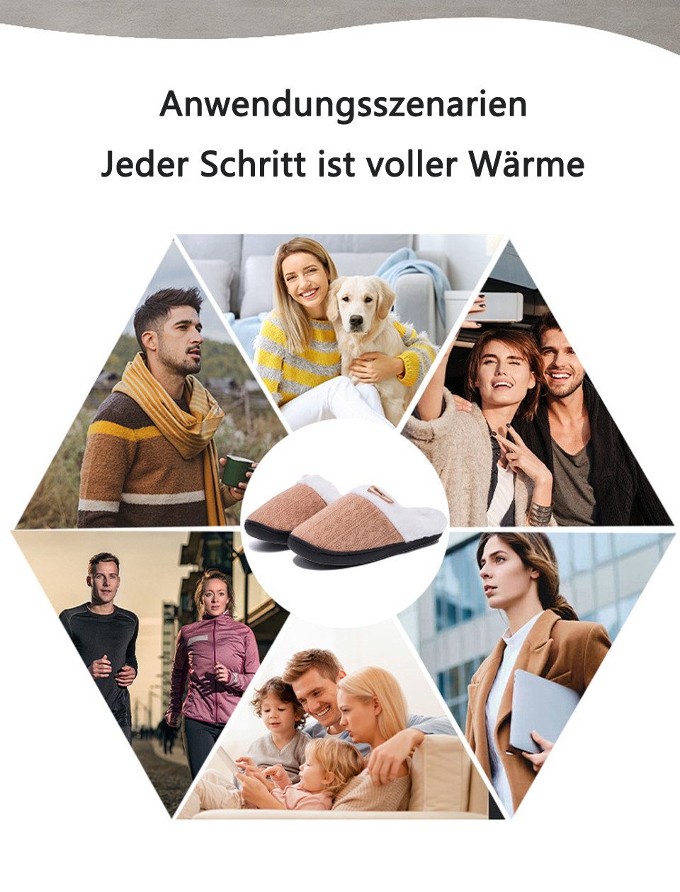 Minicloss Damen und Herren-Hausschuhe zum Reinschlüpfen Plüsch Hausschuhe Weich, beguem, rutschfest